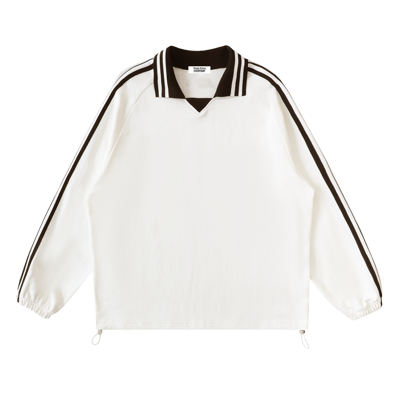 EVERYDAY Contrast Striped Lapel Collar Sweatshirt