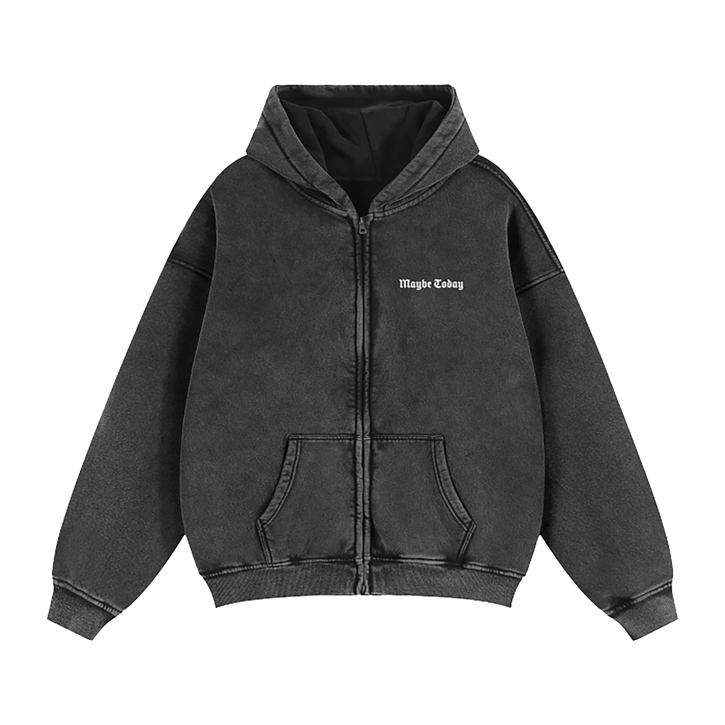 Race to Last Vintage Wash Frayed Fleece Zip Hoodie