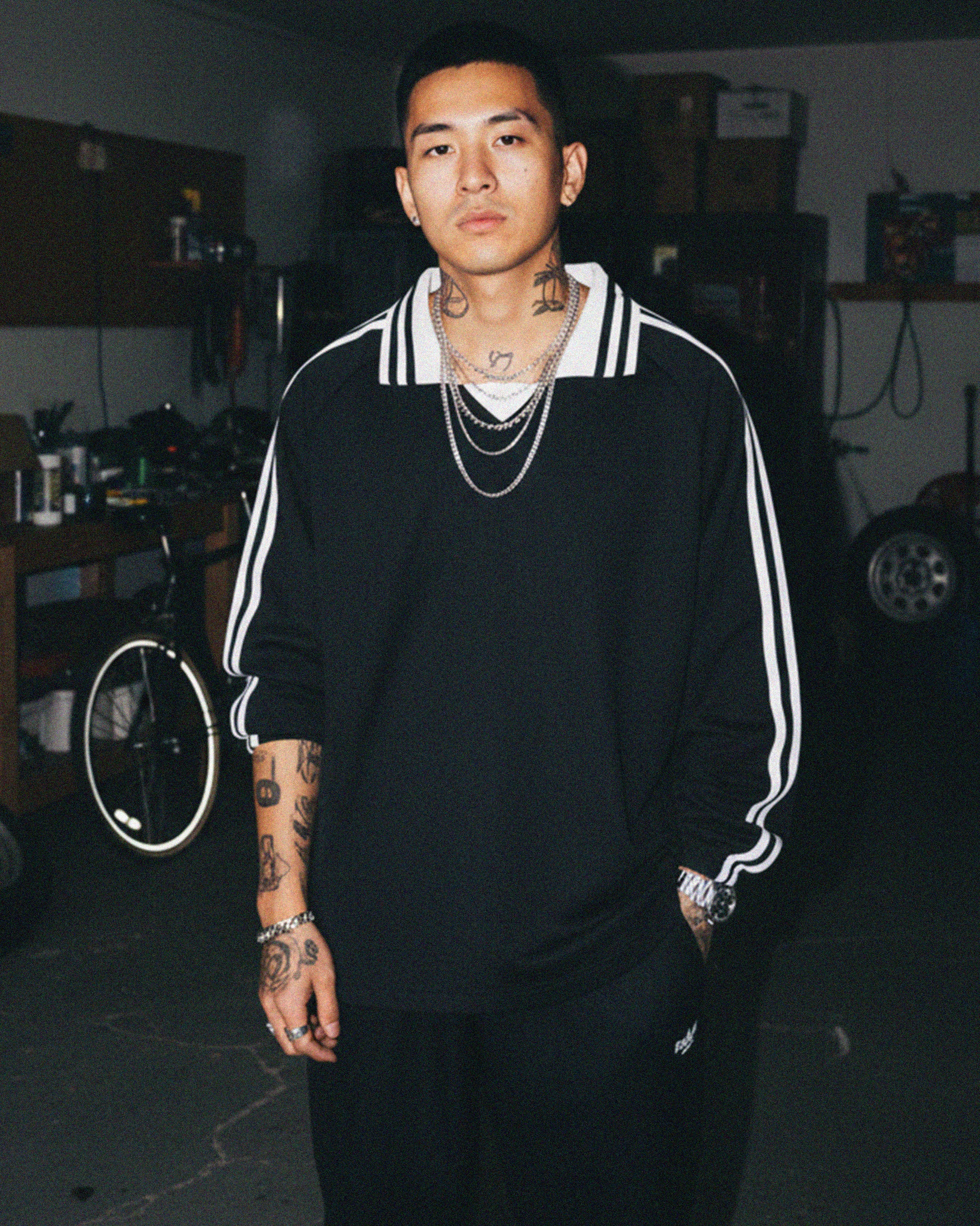 EVERYDAY Contrast Striped Lapel Collar Sweatshirt