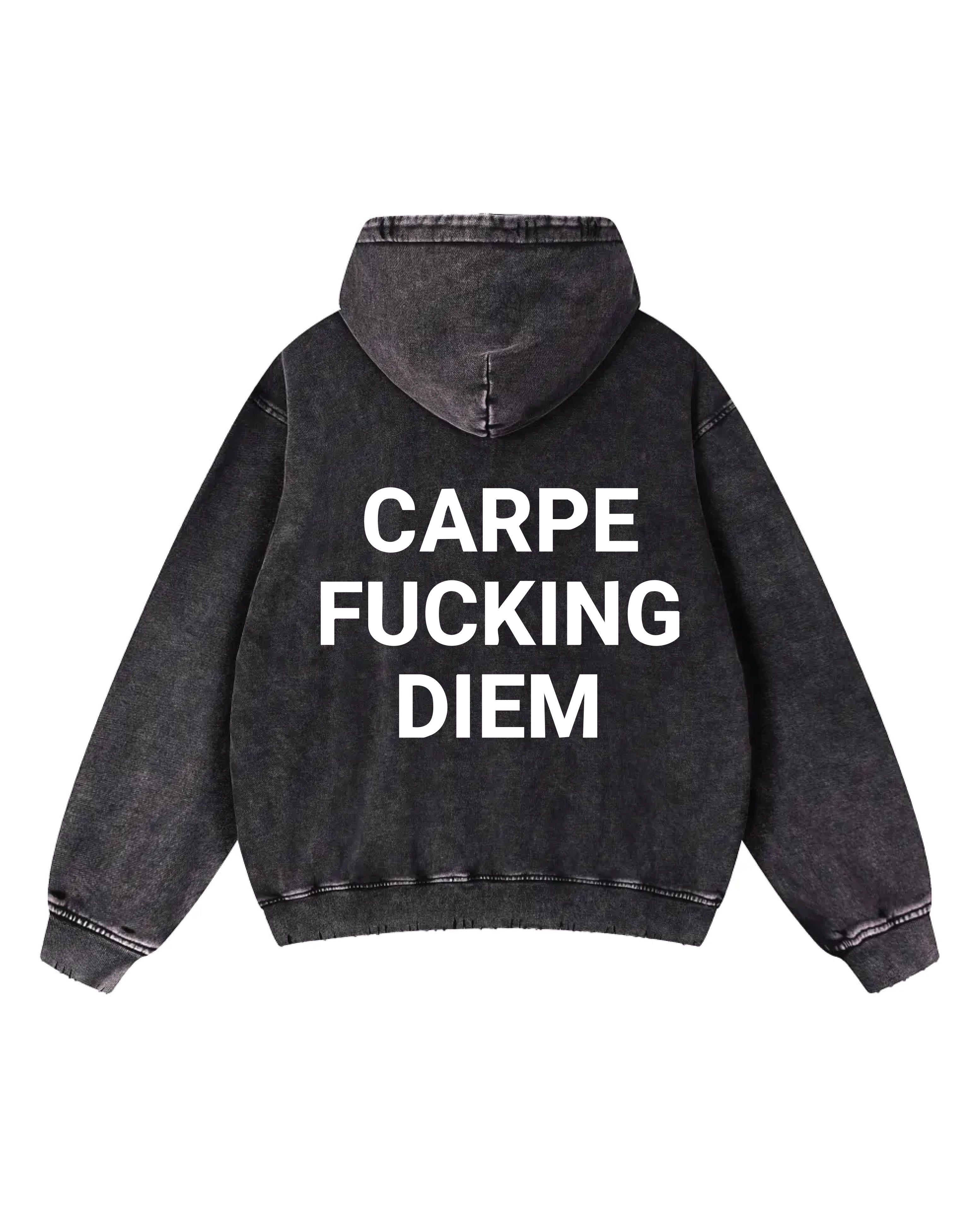 Carpe Diem Snow Wash Hand-Frayed Heavyweight Hoodie