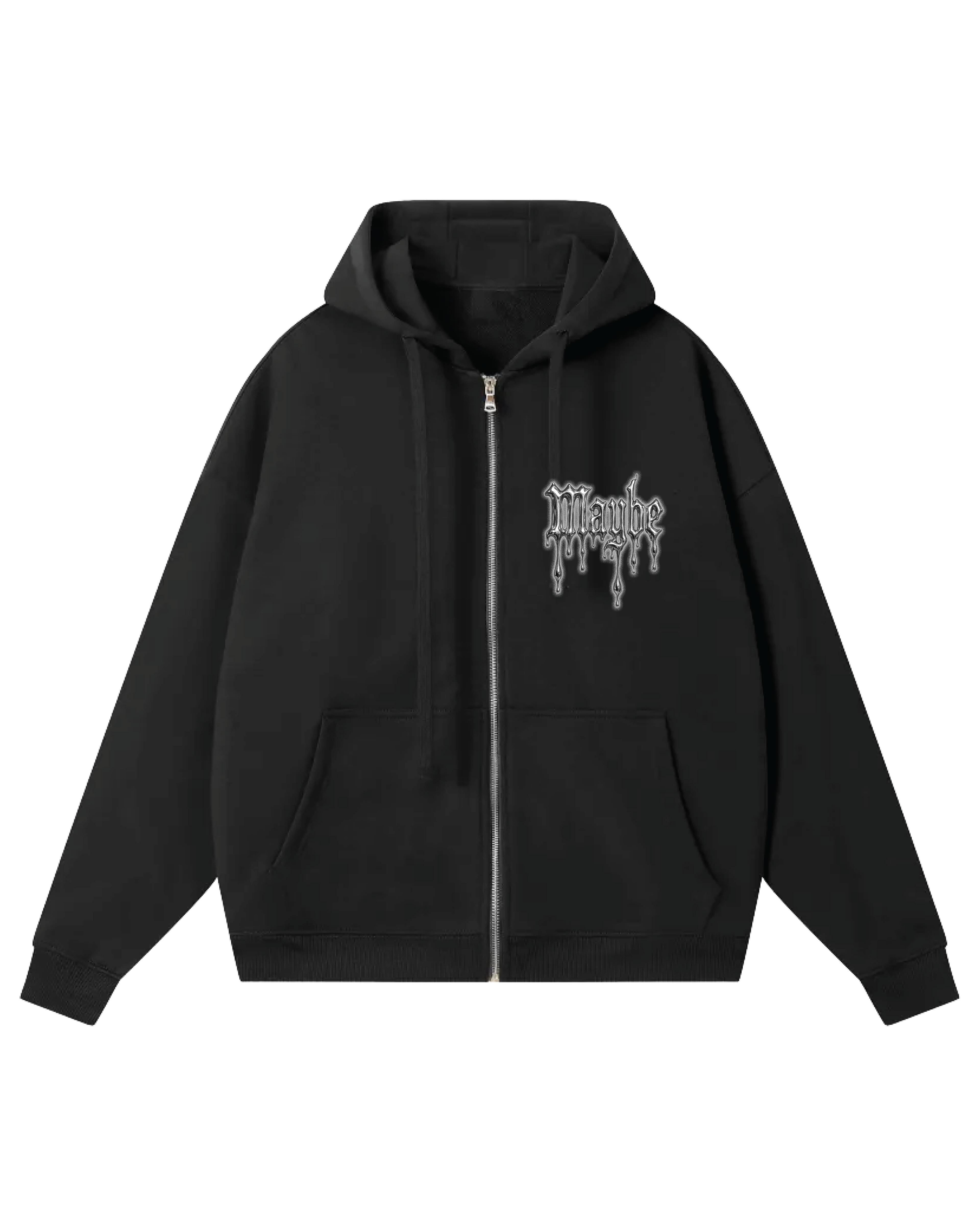 Drippy Drop-Shoulder Zip Up Hoodie