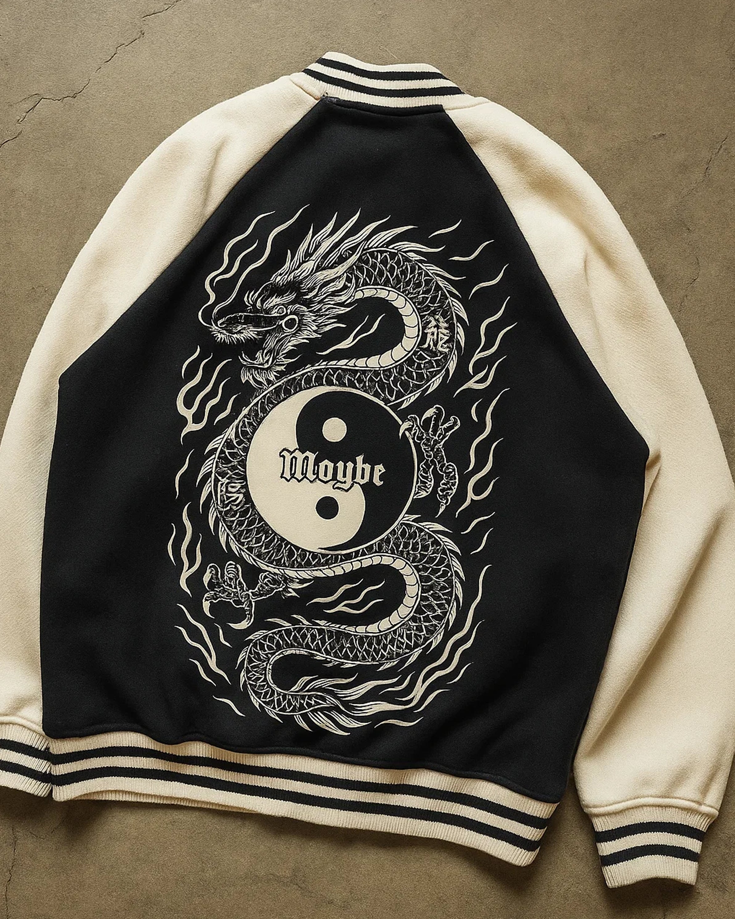 Dragon Two Tone Raglan Sleeve Varsity Jacket