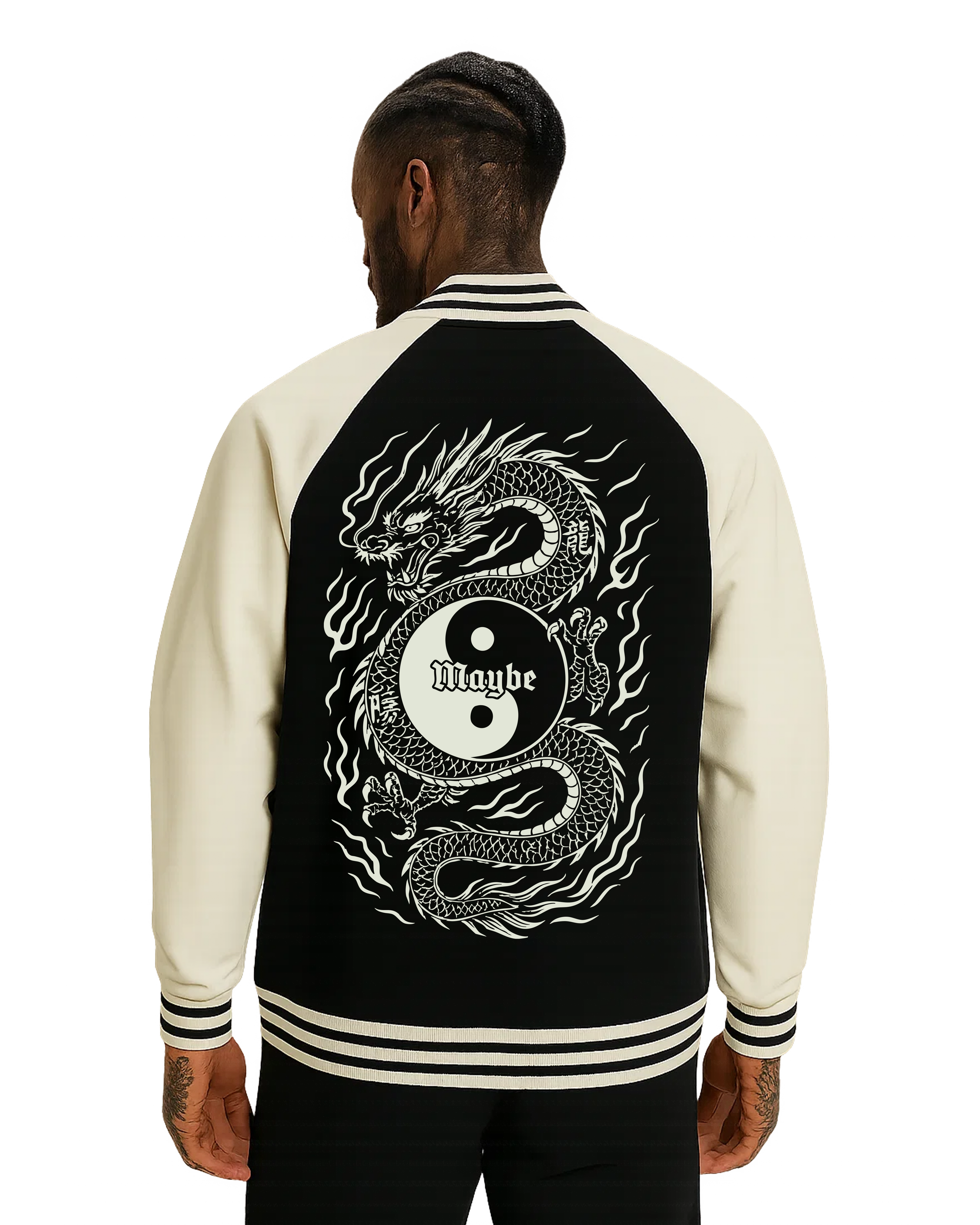 Dragon Two Tone Raglan Sleeve Varsity Jacket