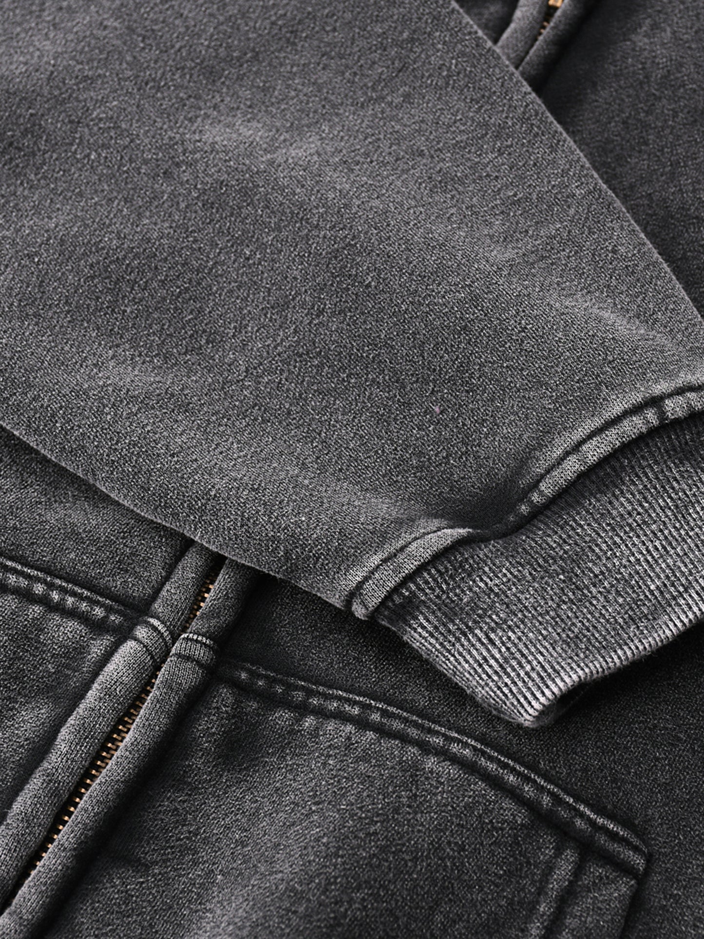 Race to Last Vintage Wash Frayed Fleece Zip Hoodie