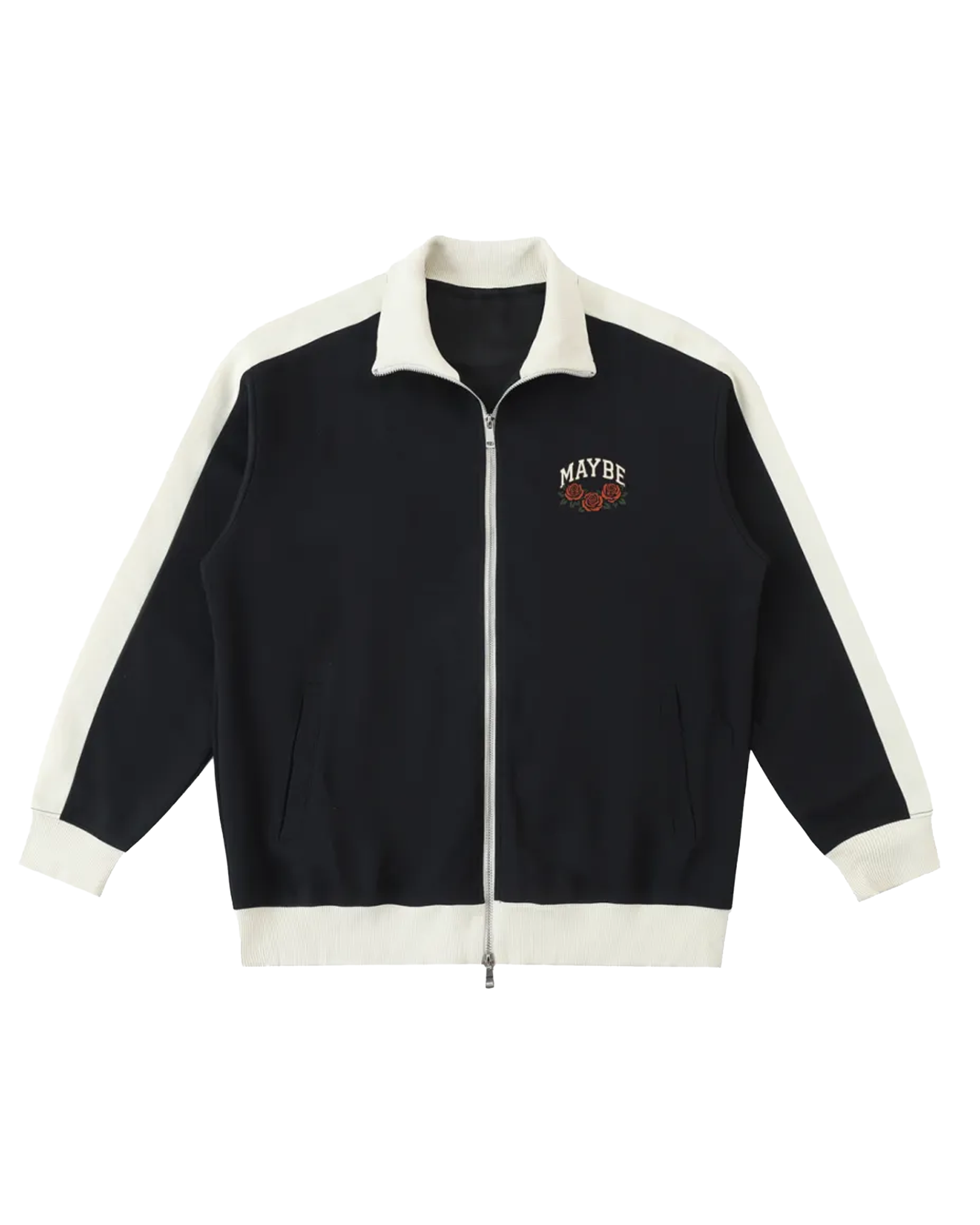 Roses Contrast Trim Stand Collar Jacket – Maybe Today NYC