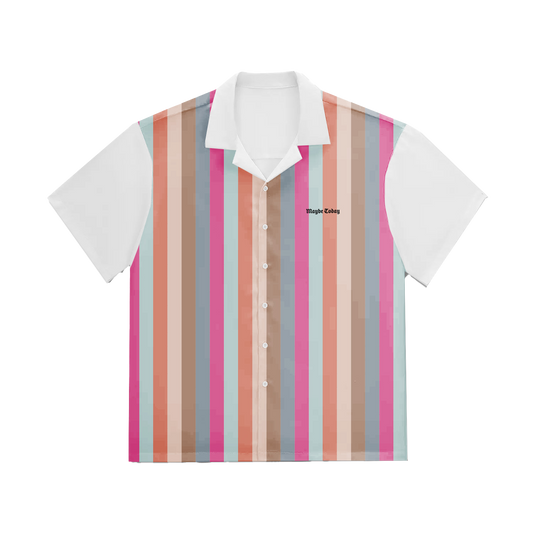 Summer Stripe Lapel Collar Shirt