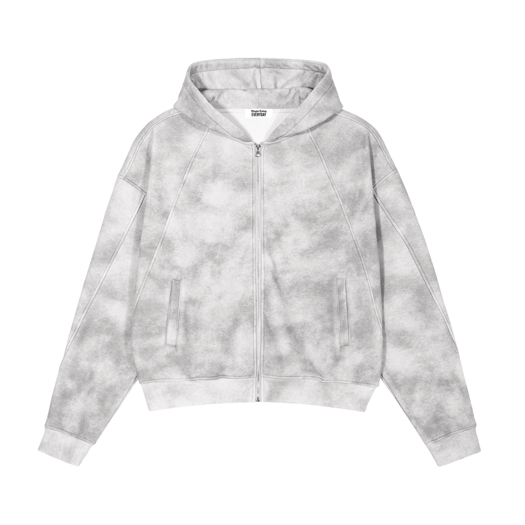EVERYDAY Dirty Washed Zip-Up Fleece Hoodie