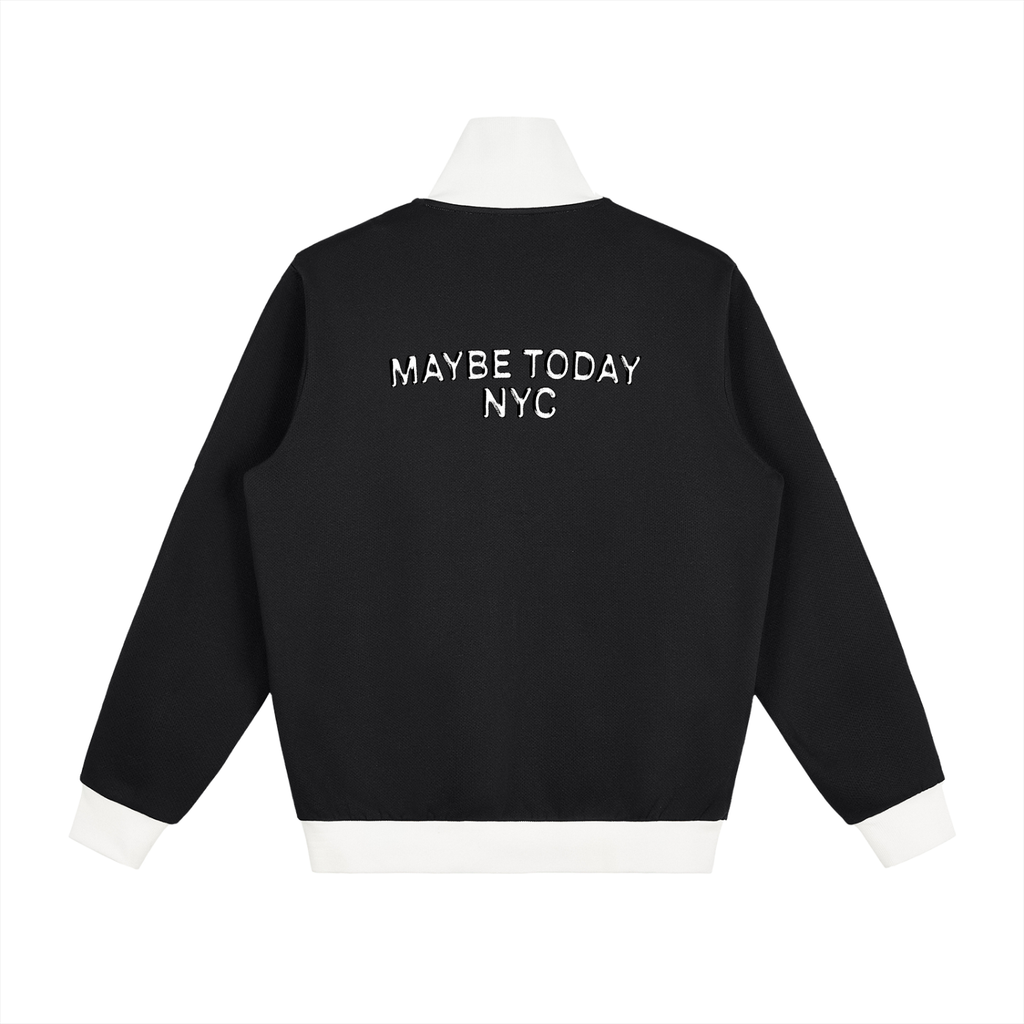 Maybe Contrast Side Stripe Fleece Track Jacket