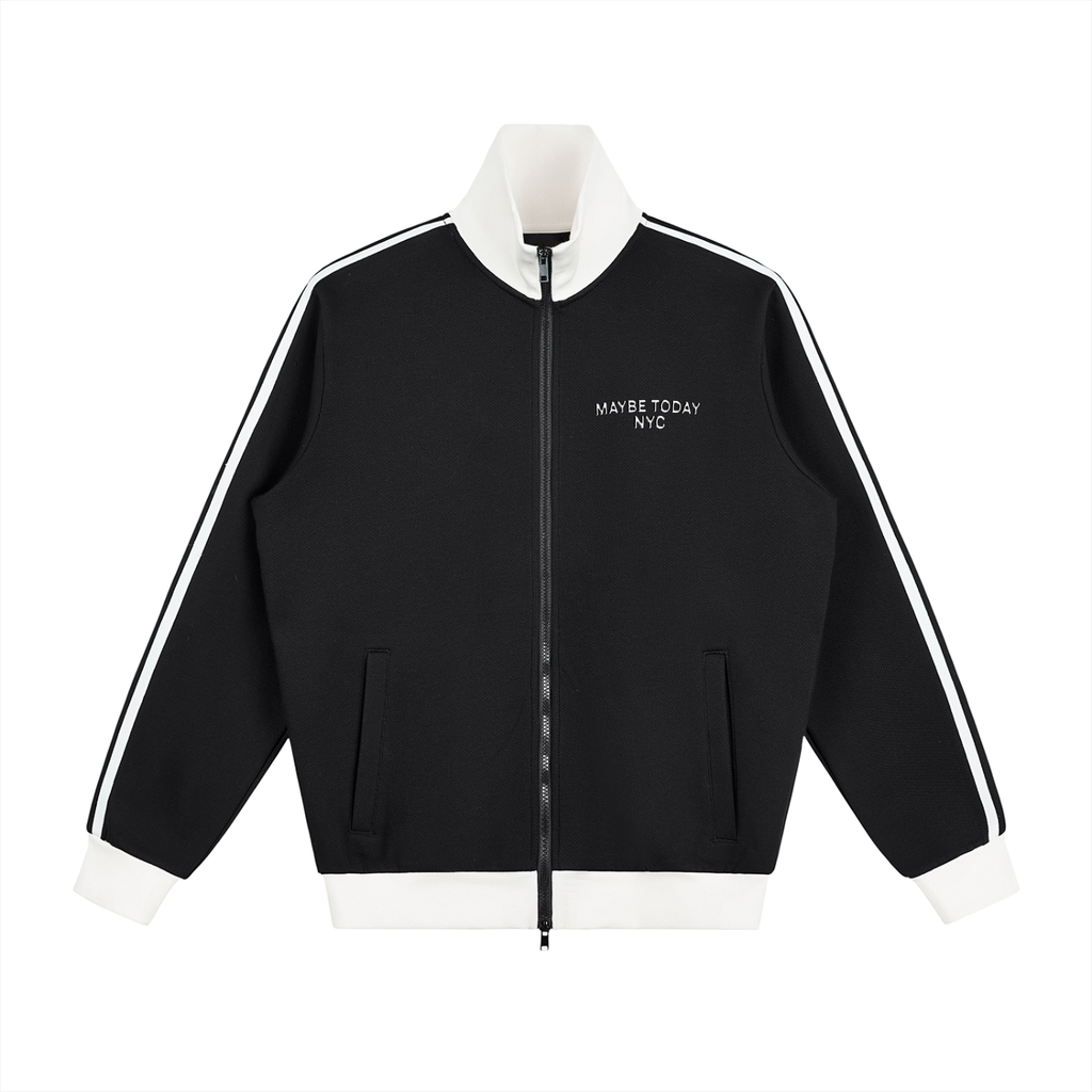 Maybe Contrast Side Stripe Fleece Track Jacket