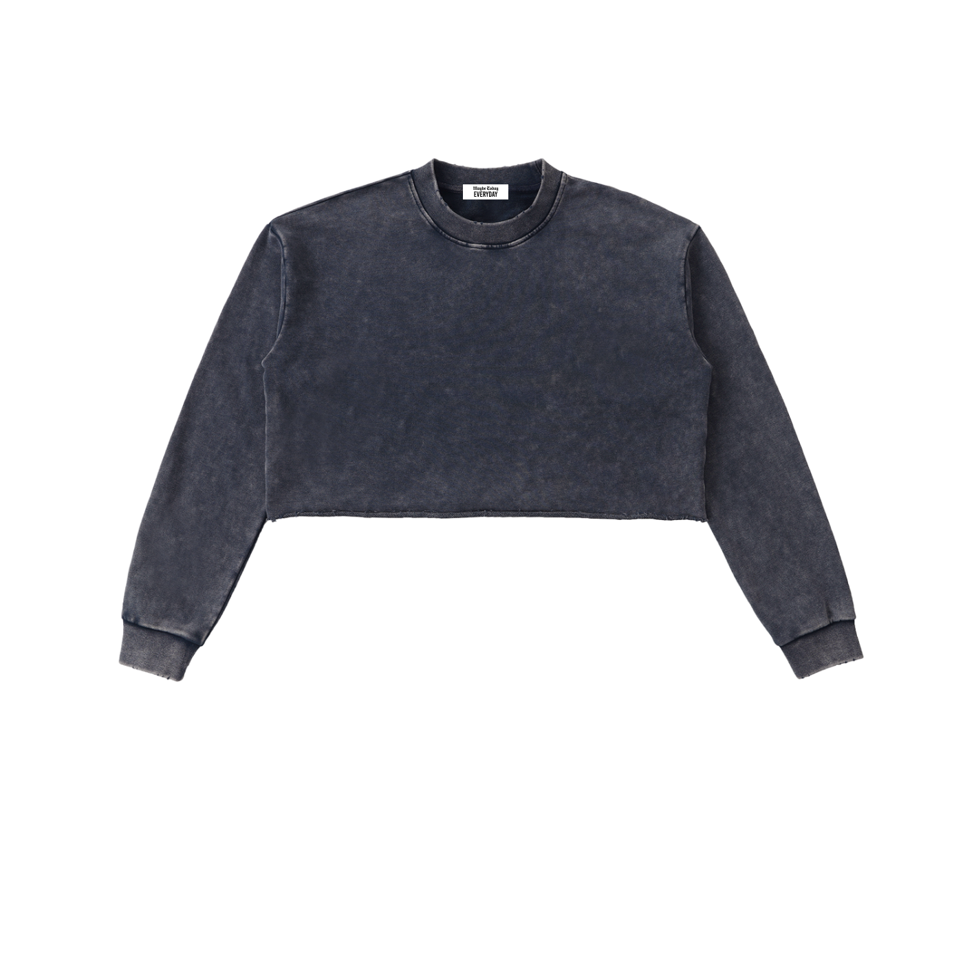 EVERYDAY Snow Washed Raw Edge Cropped Sweatshirt