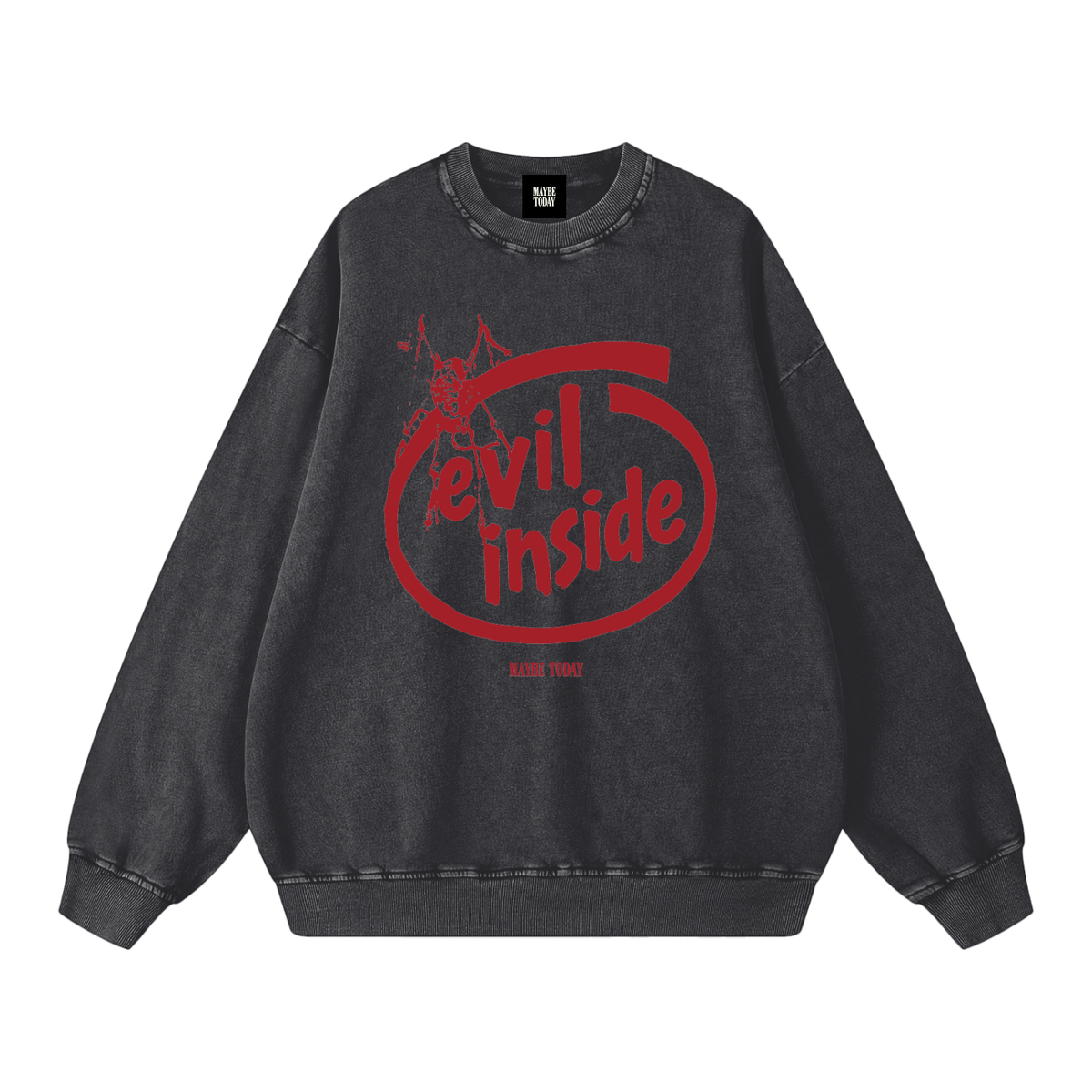 Evil Inside Snow Washed Crewneck