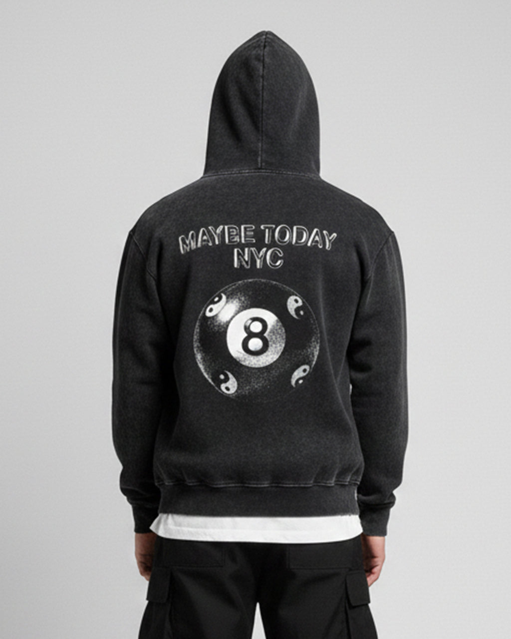 8 Ball Sun Fade Frayed Fleece Hoodie