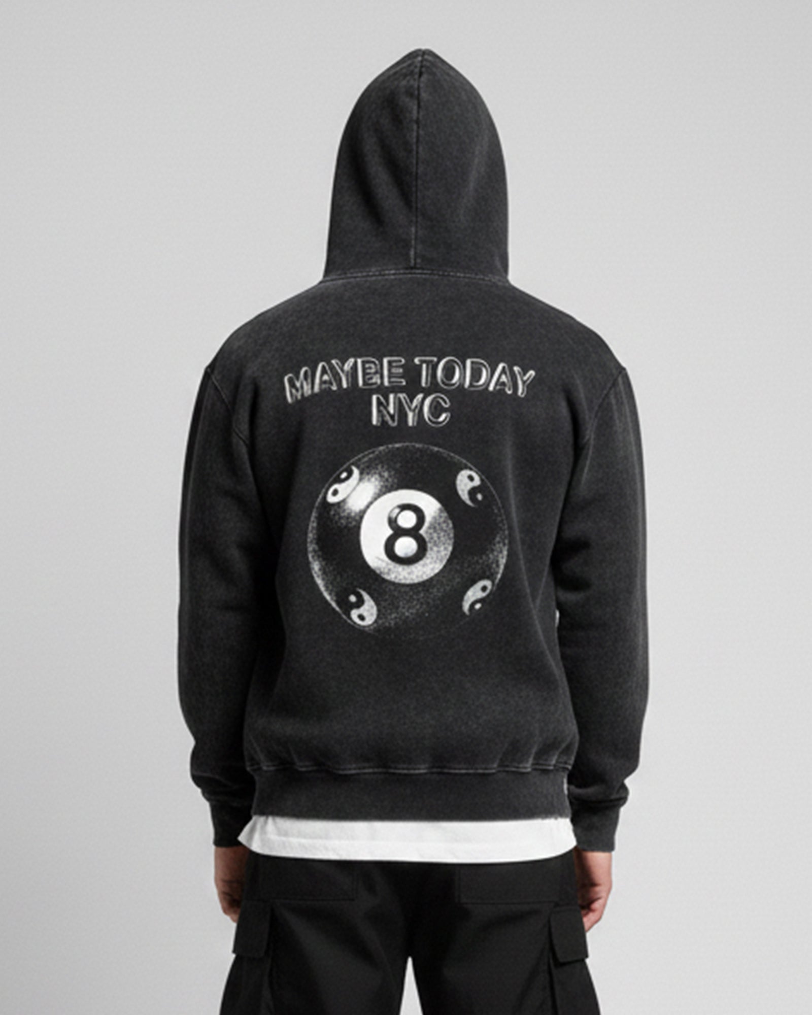 8 Ball Sun Fade Frayed Fleece Hoodie