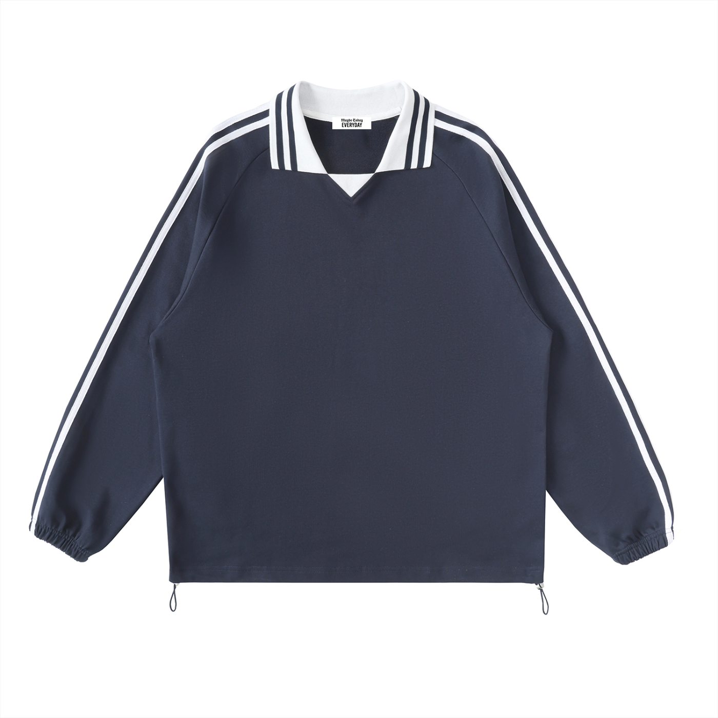 EVERYDAY Contrast Striped Lapel Collar Sweatshirt