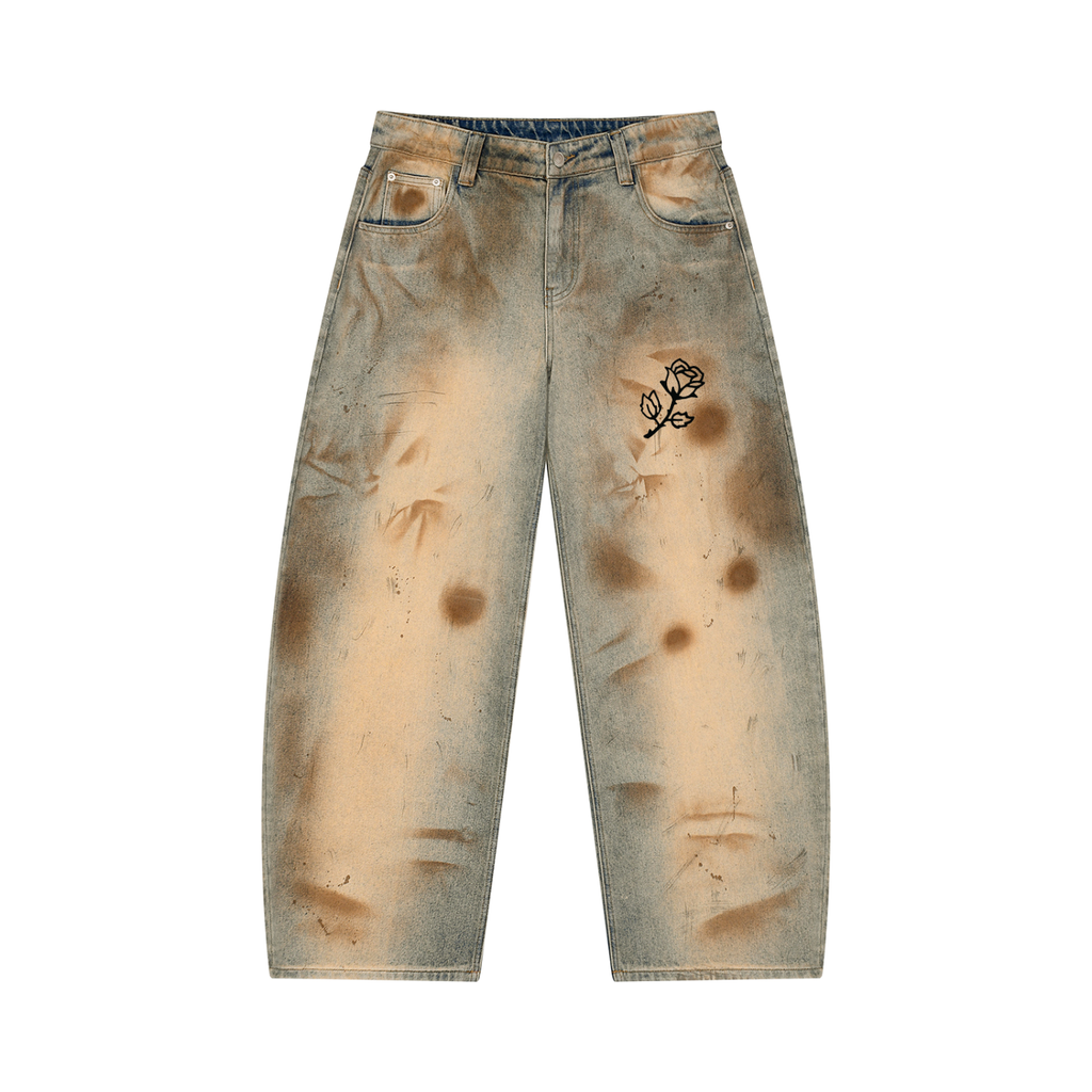 Rose Vintage Dirty Wash Barrel Leg Jeans