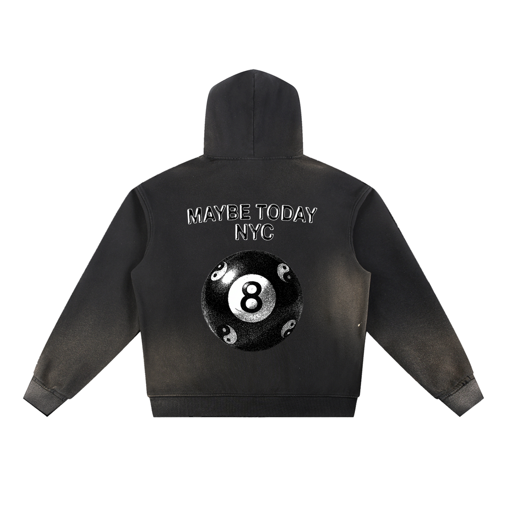 8 Ball Sun Fade Frayed Fleece Hoodie