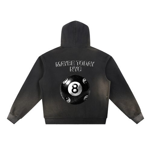 8 Ball Sun Fade Frayed Fleece Hoodie