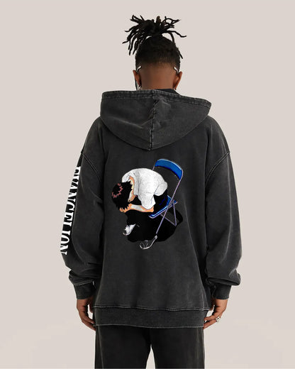 Evangelion Hoodie in Washed Black