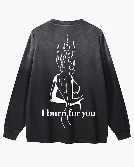 Burn for You Gradient Vintage Washed Long Sleeve Tee
