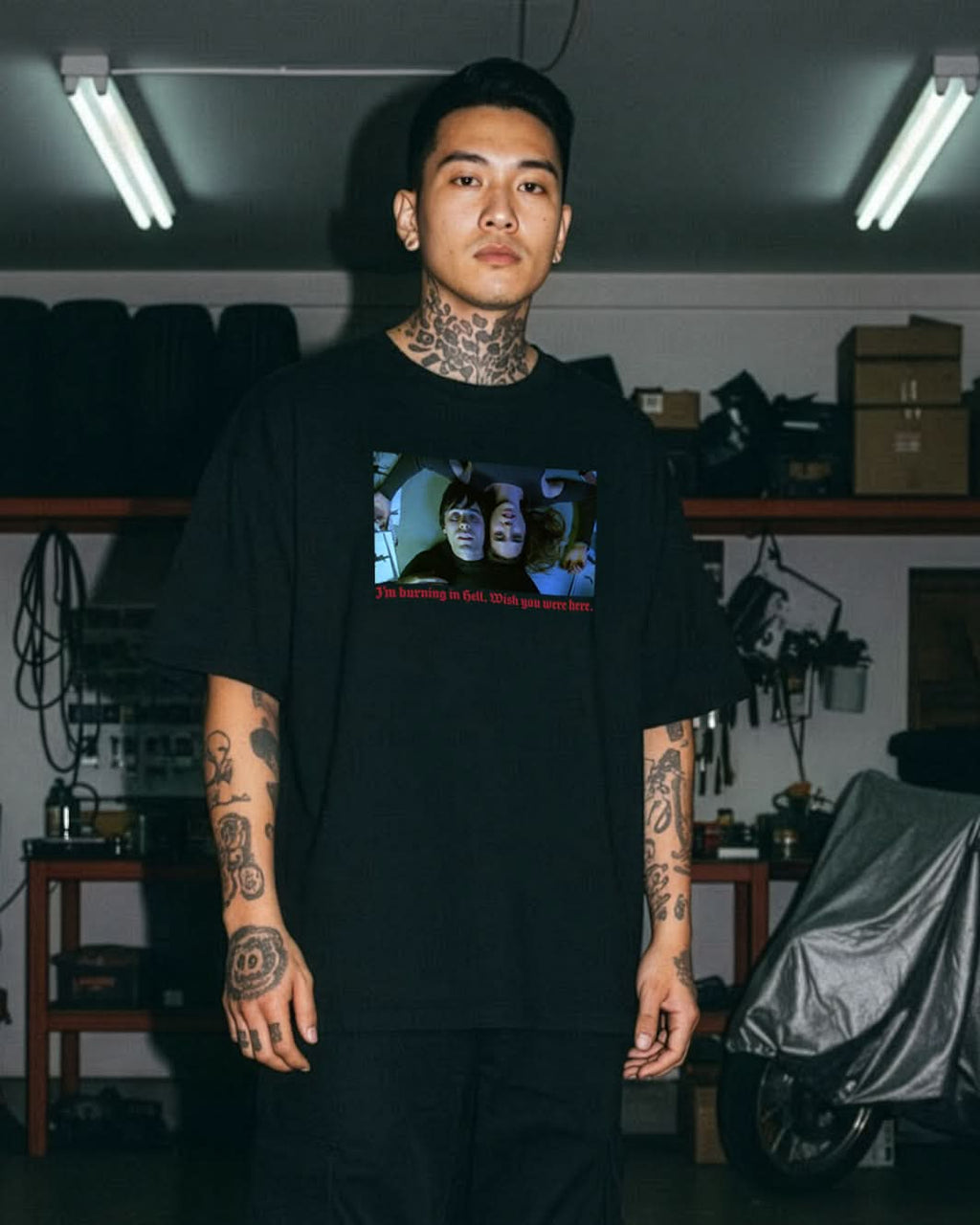Burning in Hell Drop Shoulder Tee