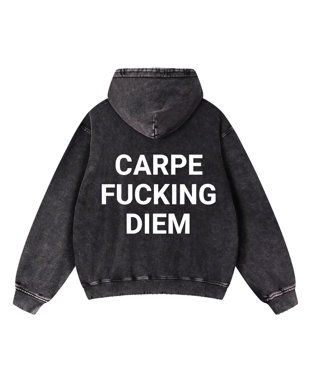 Carpe Diem Snow Wash Hand-Frayed Heavyweight Hoodie