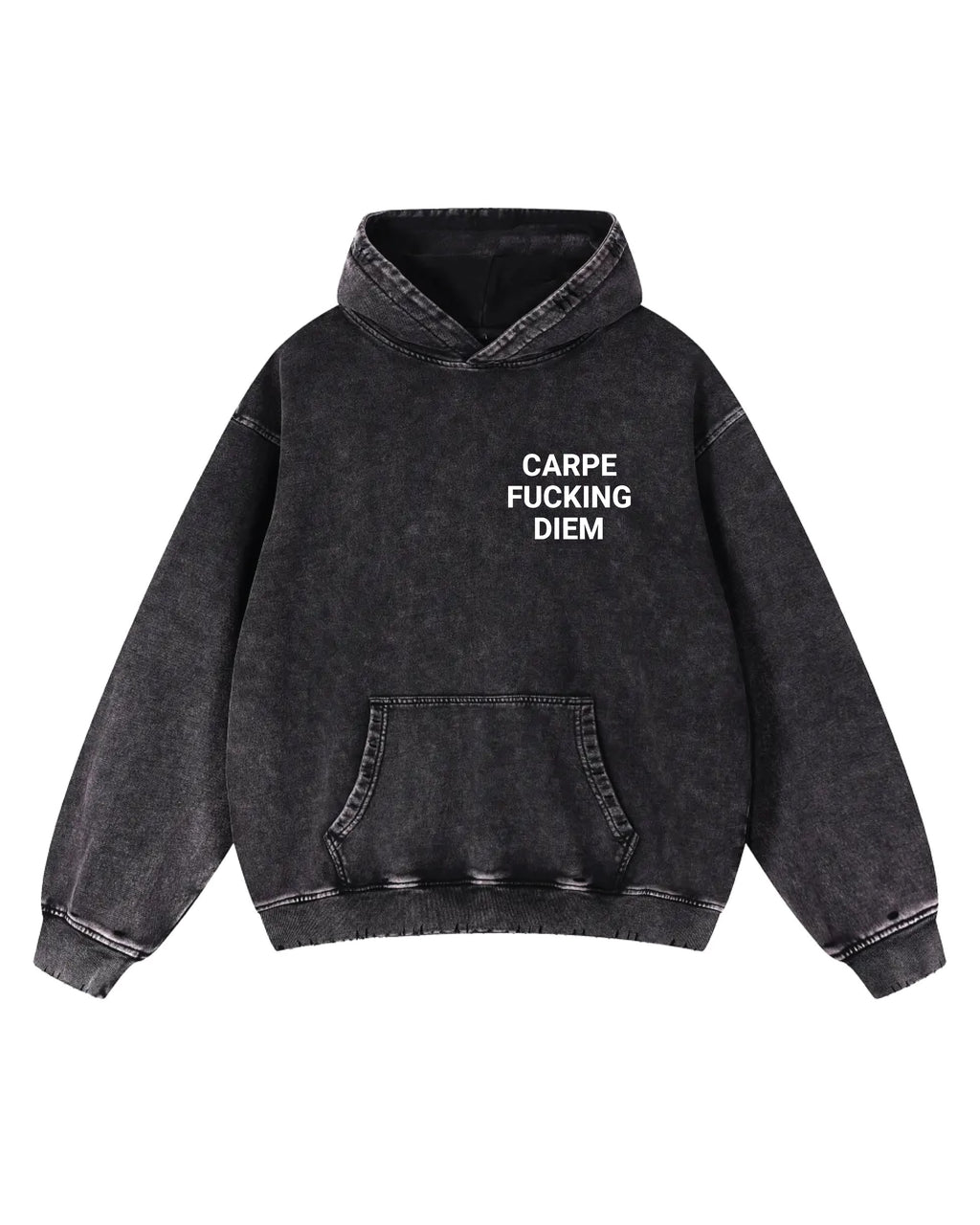Carpe Diem Snow Wash Hand-Frayed Heavyweight Hoodie