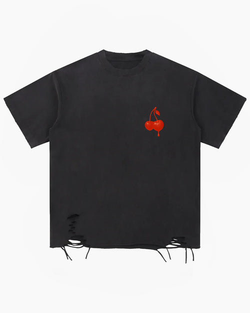Cherry Washed Raw-Hem Tee
