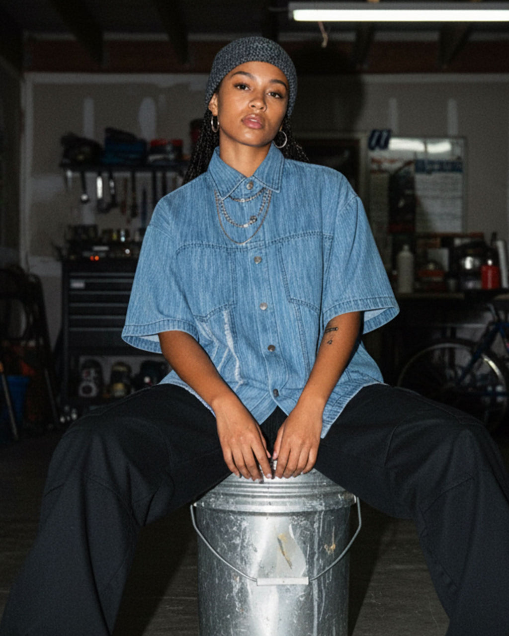 EVERYDAY Distressed Wash Short-Sleeve Shirt