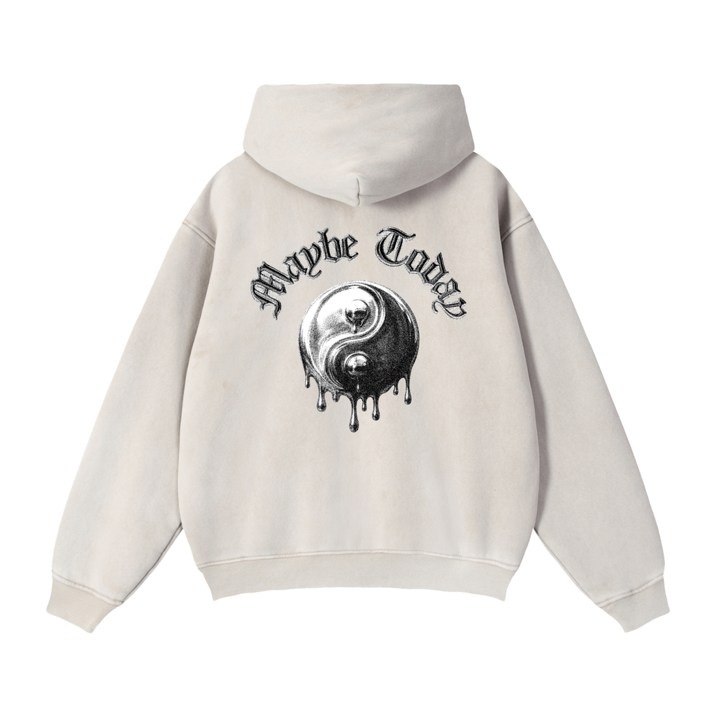 Yin Yang Zip-Through Boxy Fleece Hoodie