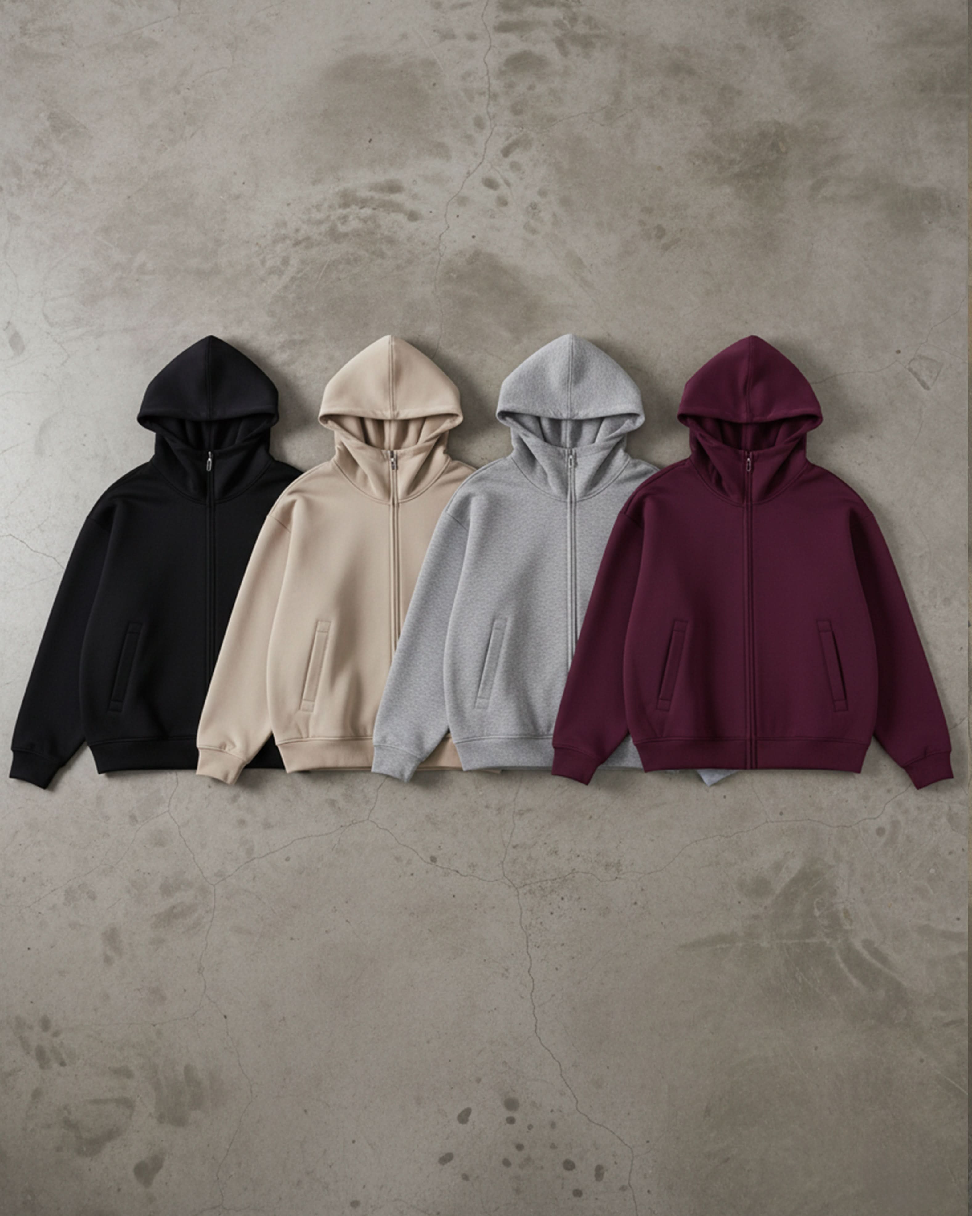 EVERYDAY Essential Heavyweight High Neck  Zip-Up Hoodie