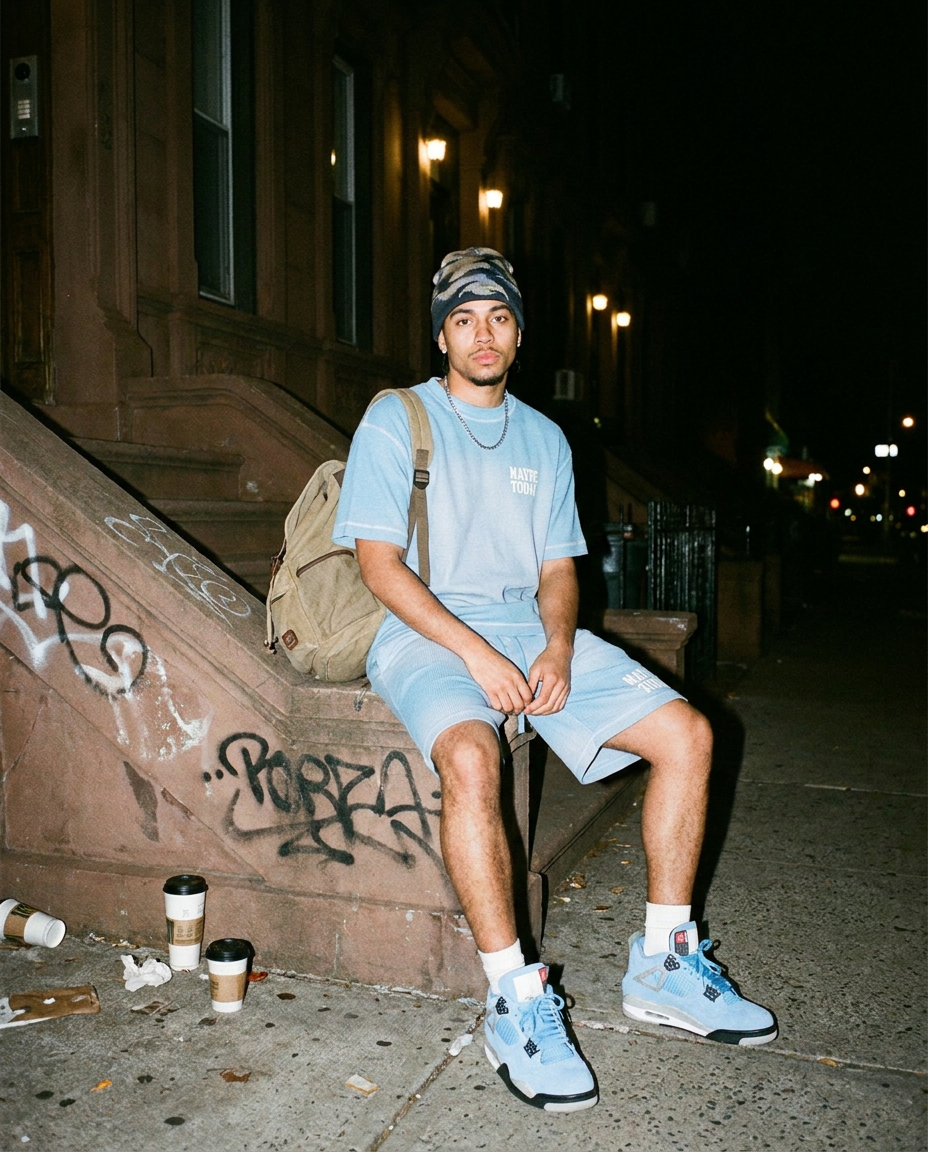 Logo Sunfade Waffle Boxy Tee
