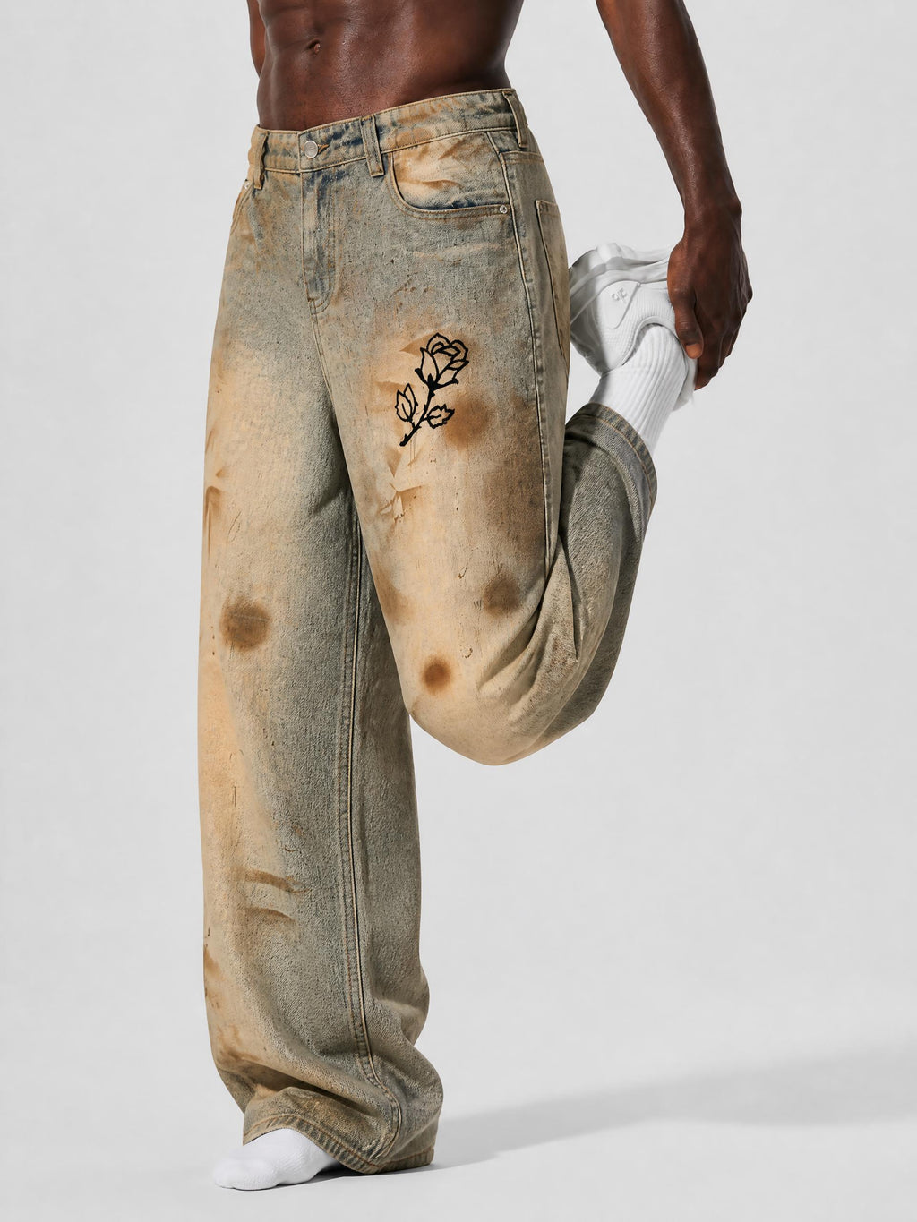 Rose Vintage Dirty Wash Barrel Leg Jeans