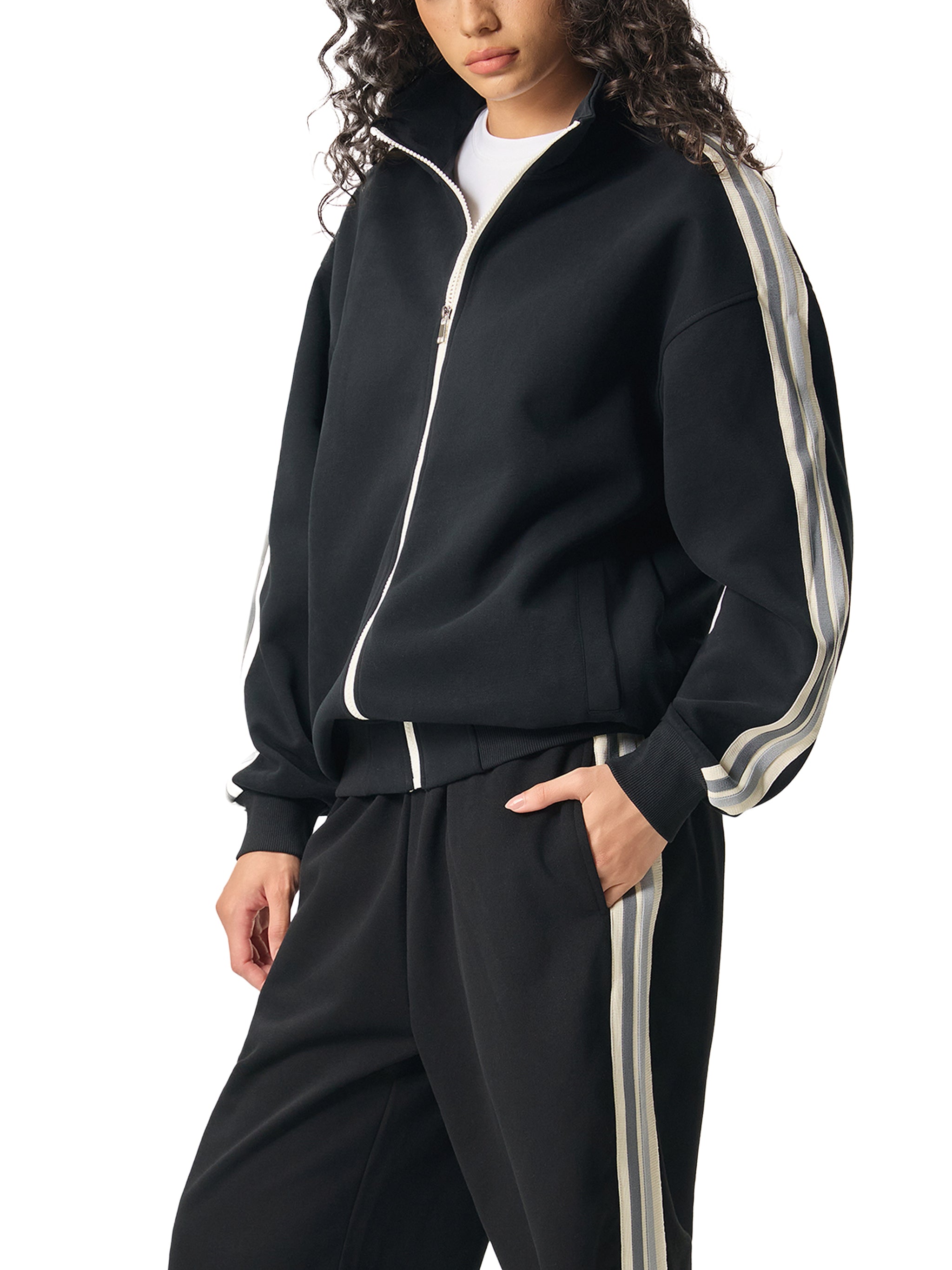 EVERYDAY Contrast Side-Stripe Stand Collar Jacket