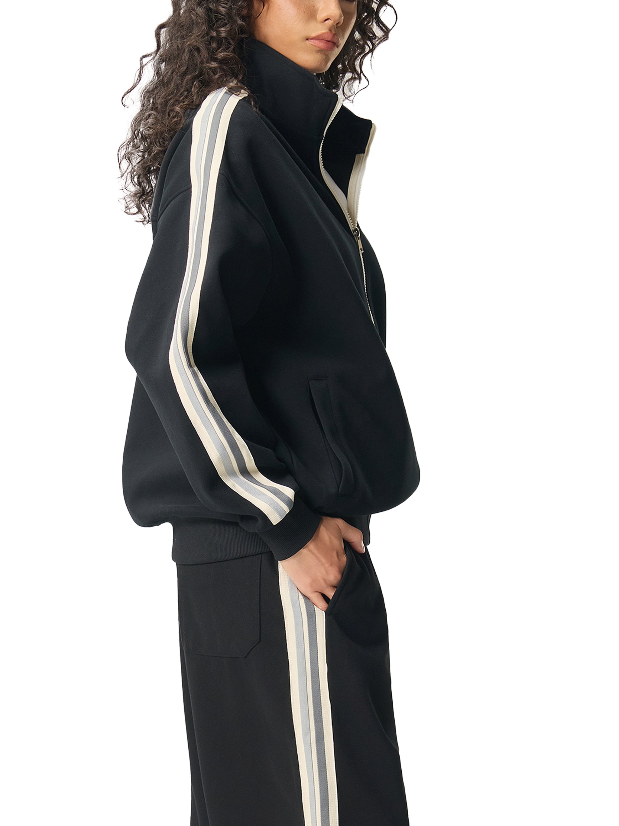 EVERYDAY Contrast Side-Stripe Stand Collar Jacket