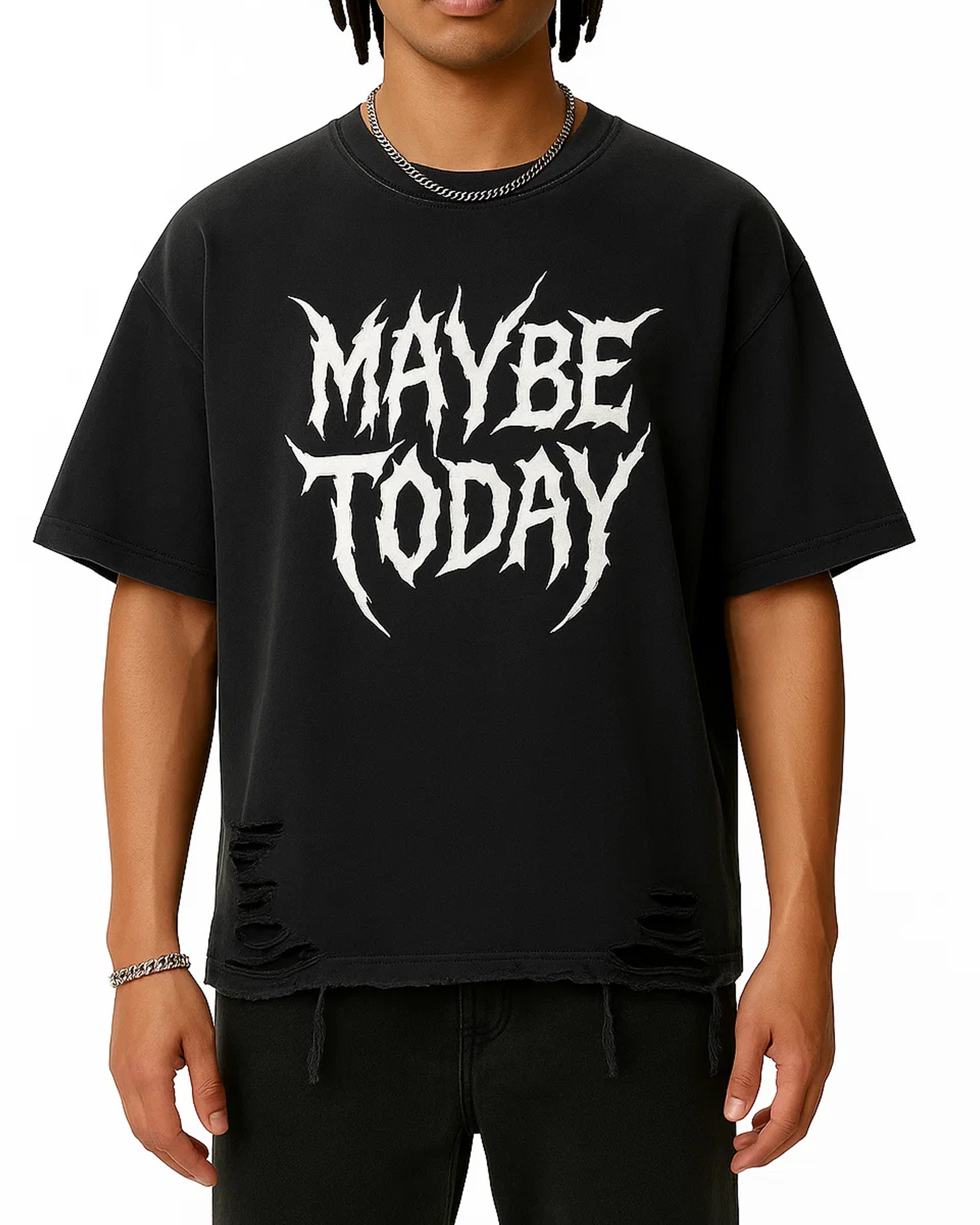 Destroy Snow Washed Raw-Hem Tee