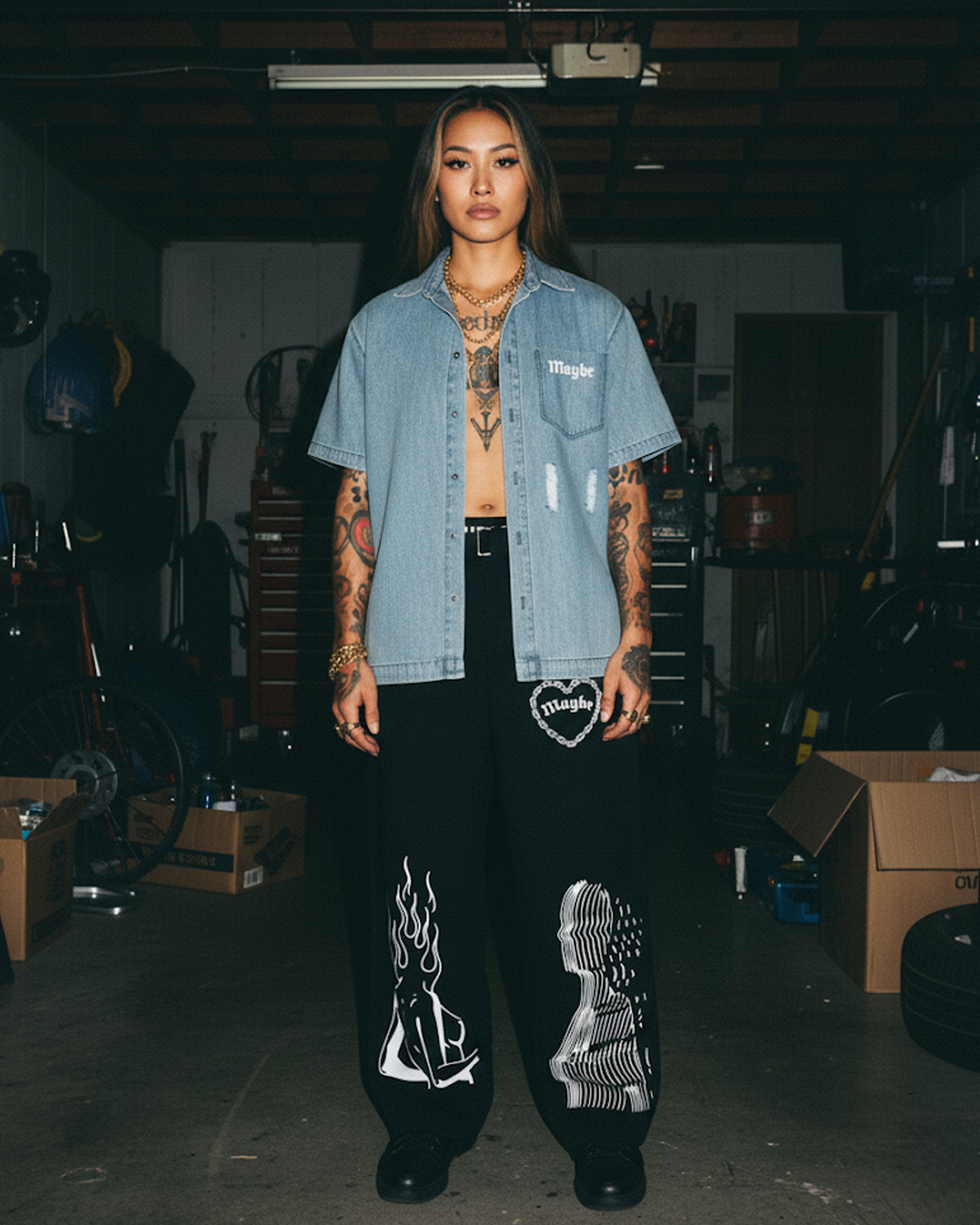 Time Today Distressed Wash Collared Tee