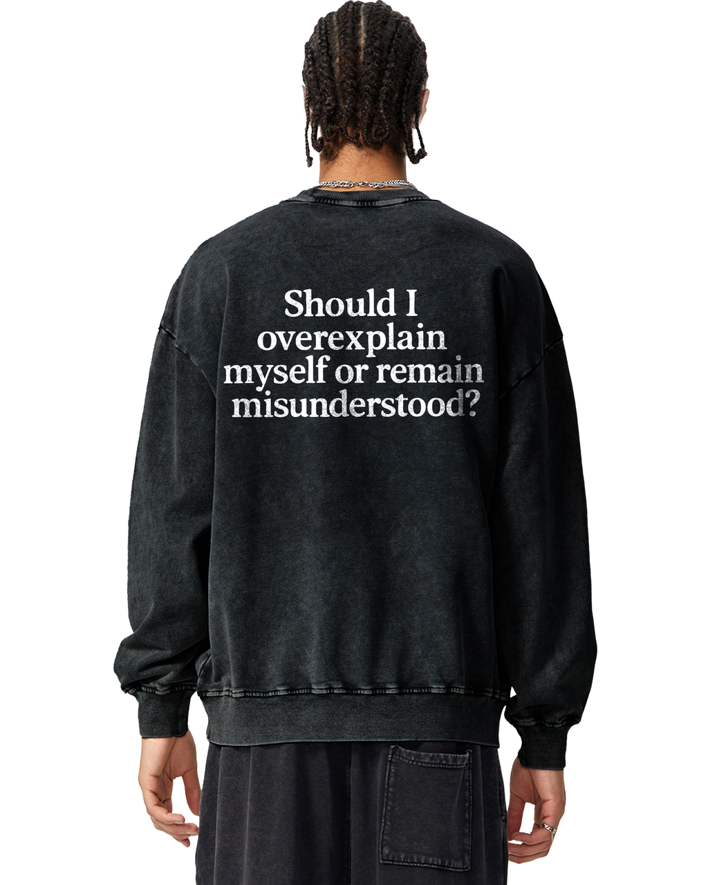 Overexplain Acid Wash Crewneck Sweatshirt