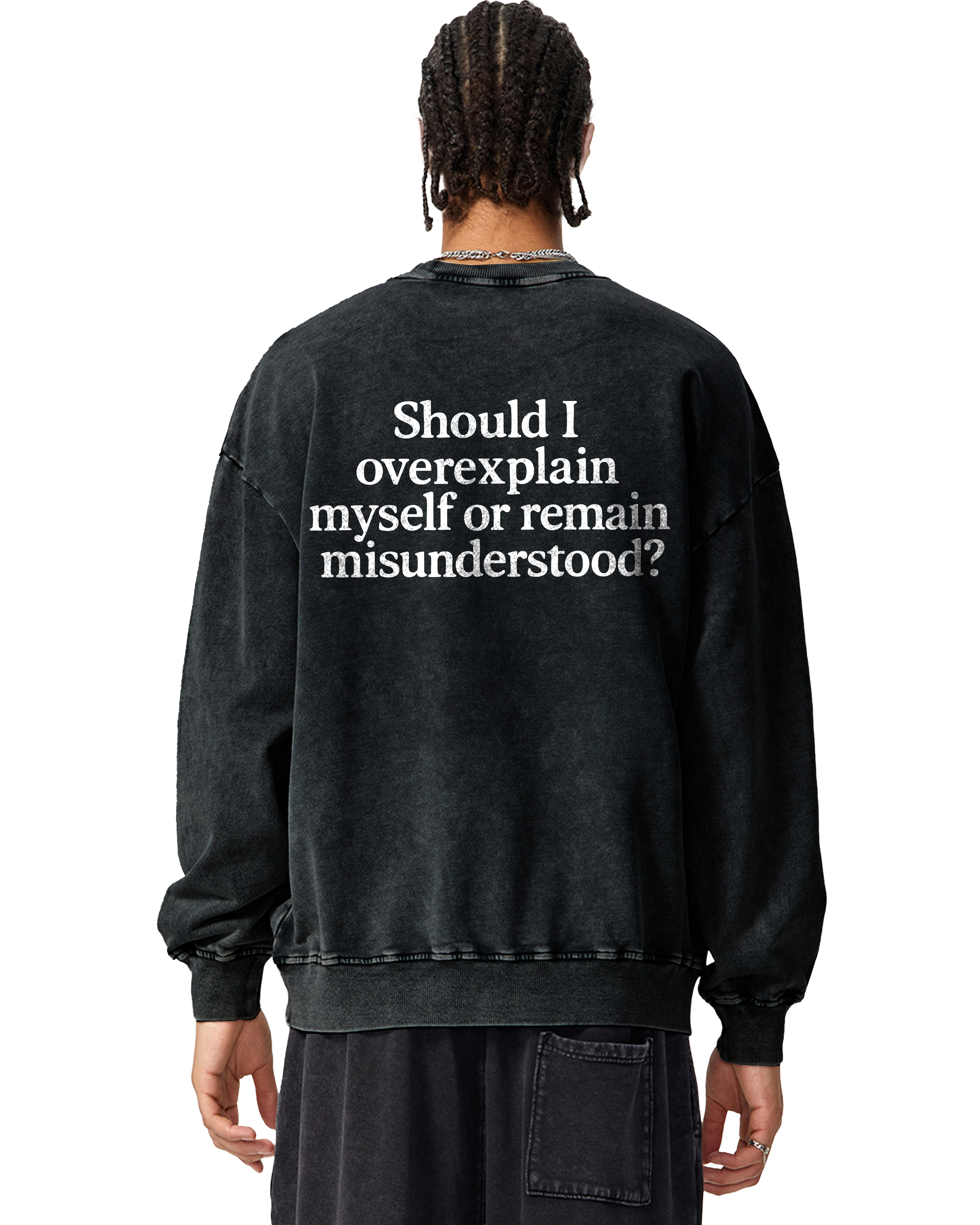 Overexplain Acid Wash Crewneck Sweatshirt