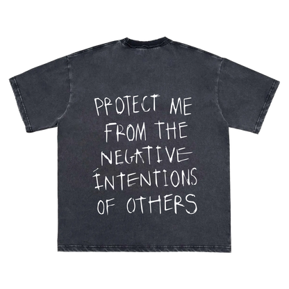 Protect Me Scattered Edge Frayed Vintage Washed Tee