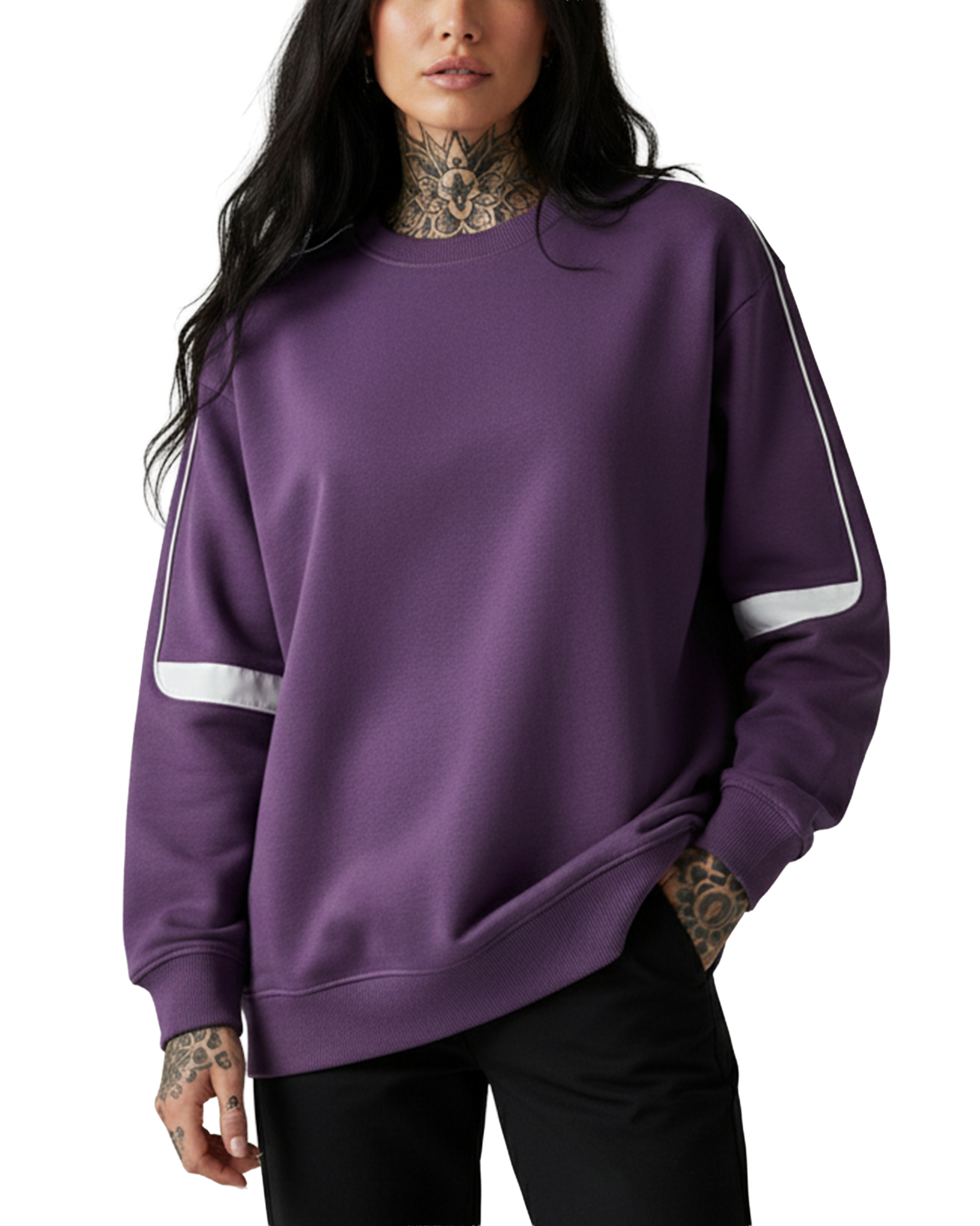 EVERYDAY Oversized Crewneck Taped Sweatshirt