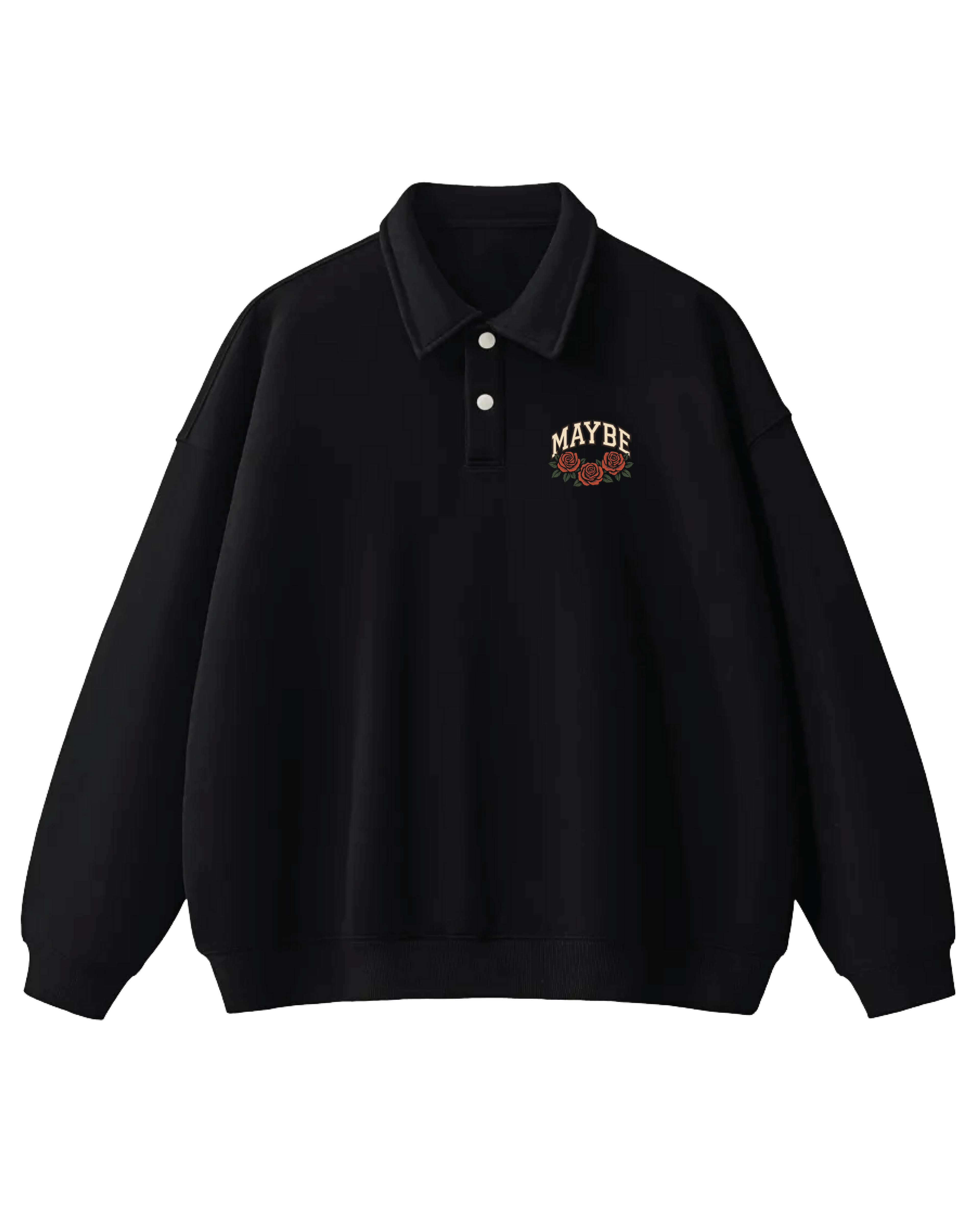 Roses Heavyweight Polo-Collar Sweatshirt