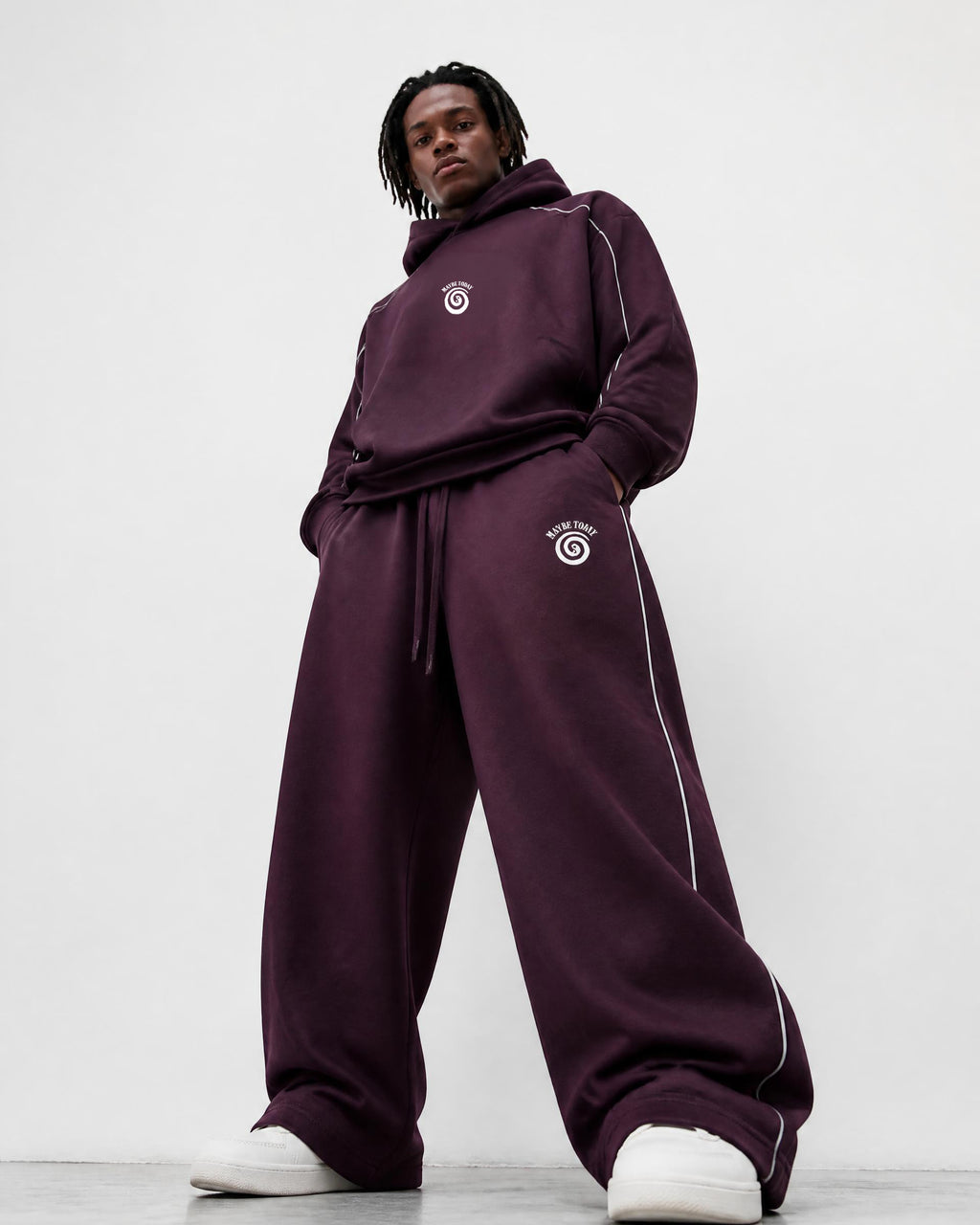Serpent Oversized Piping Fleece Hoodie