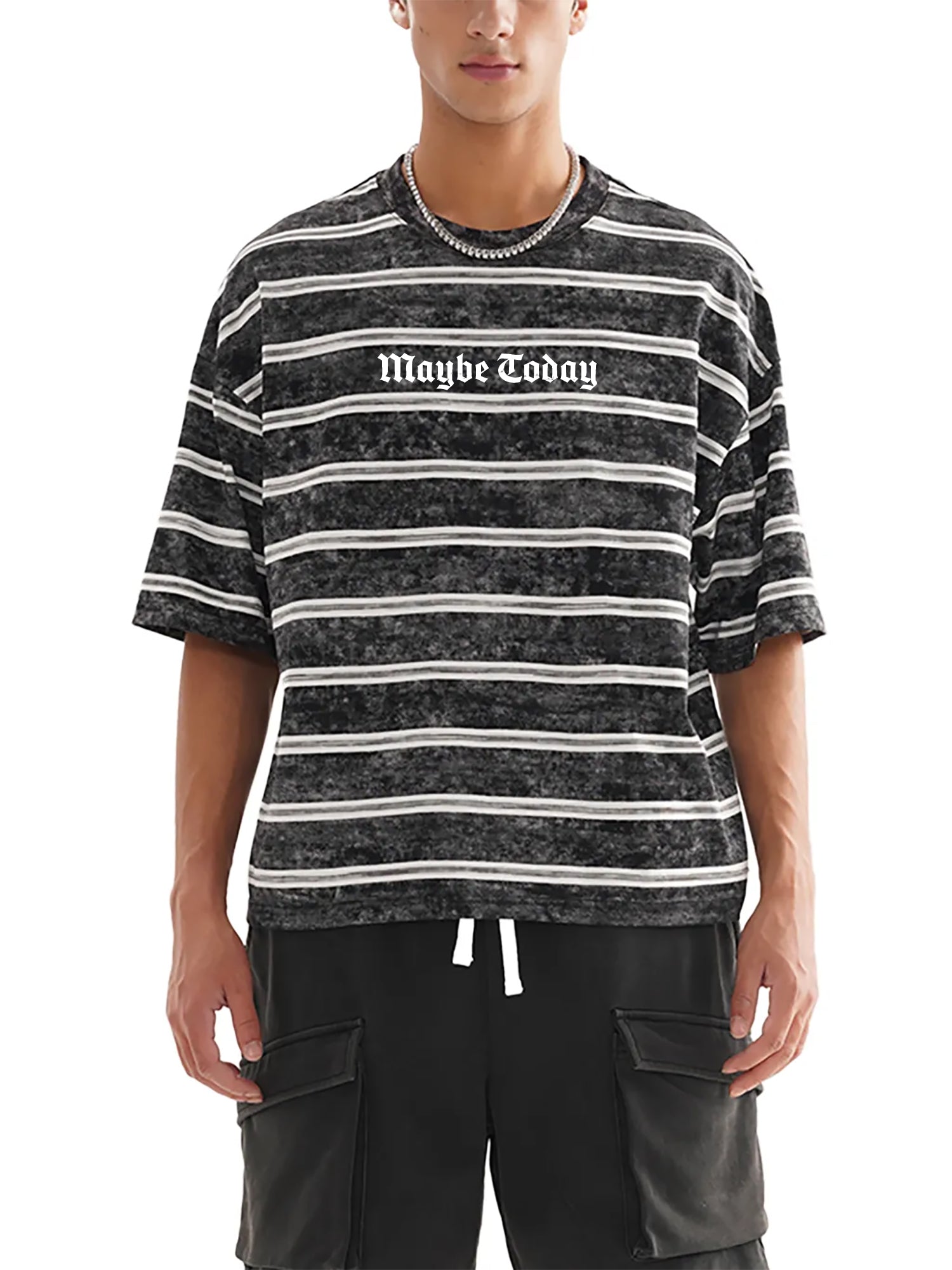 Logo Washed Stripe Boxy Tee
