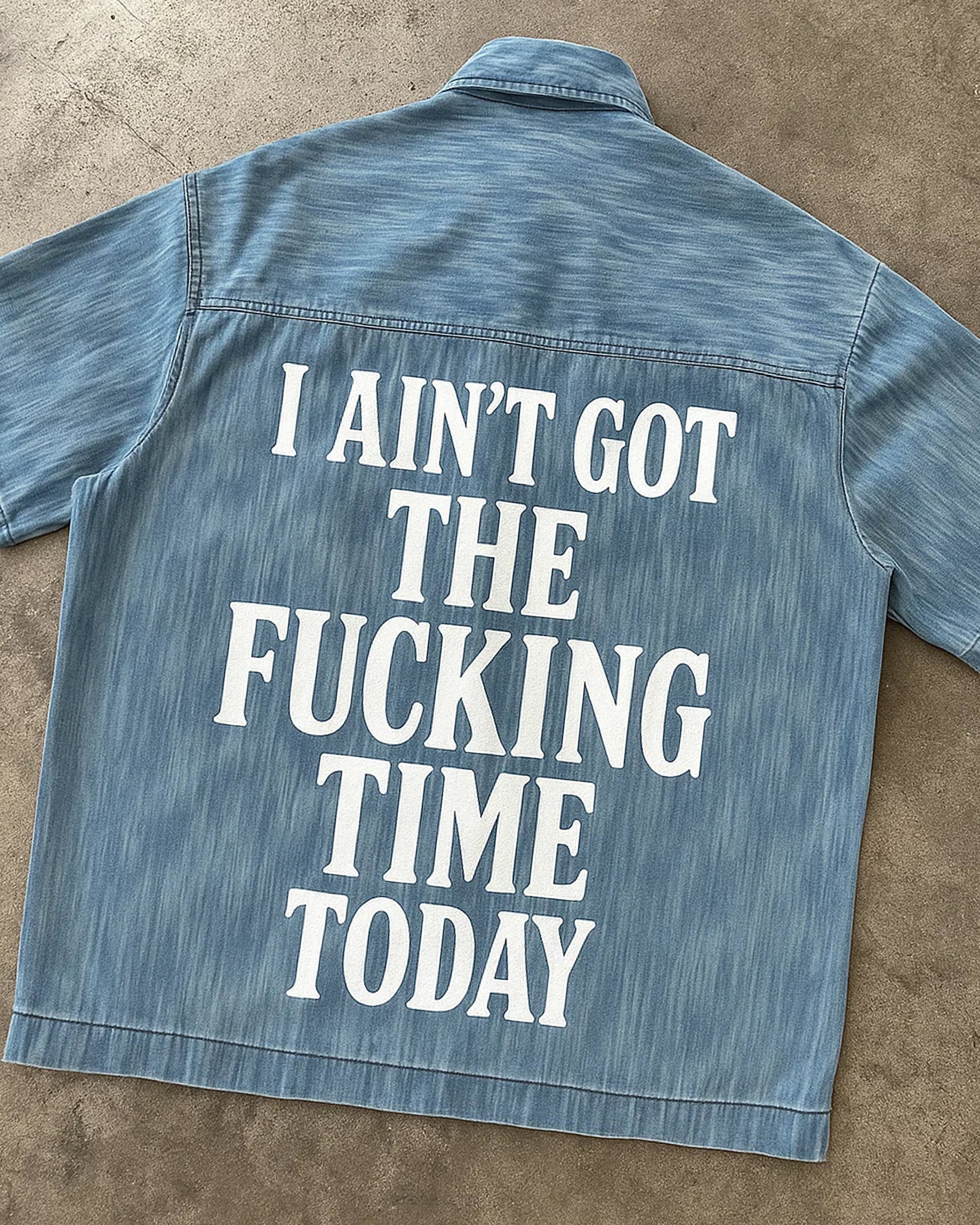 Time Today Distressed Wash Collared Tee