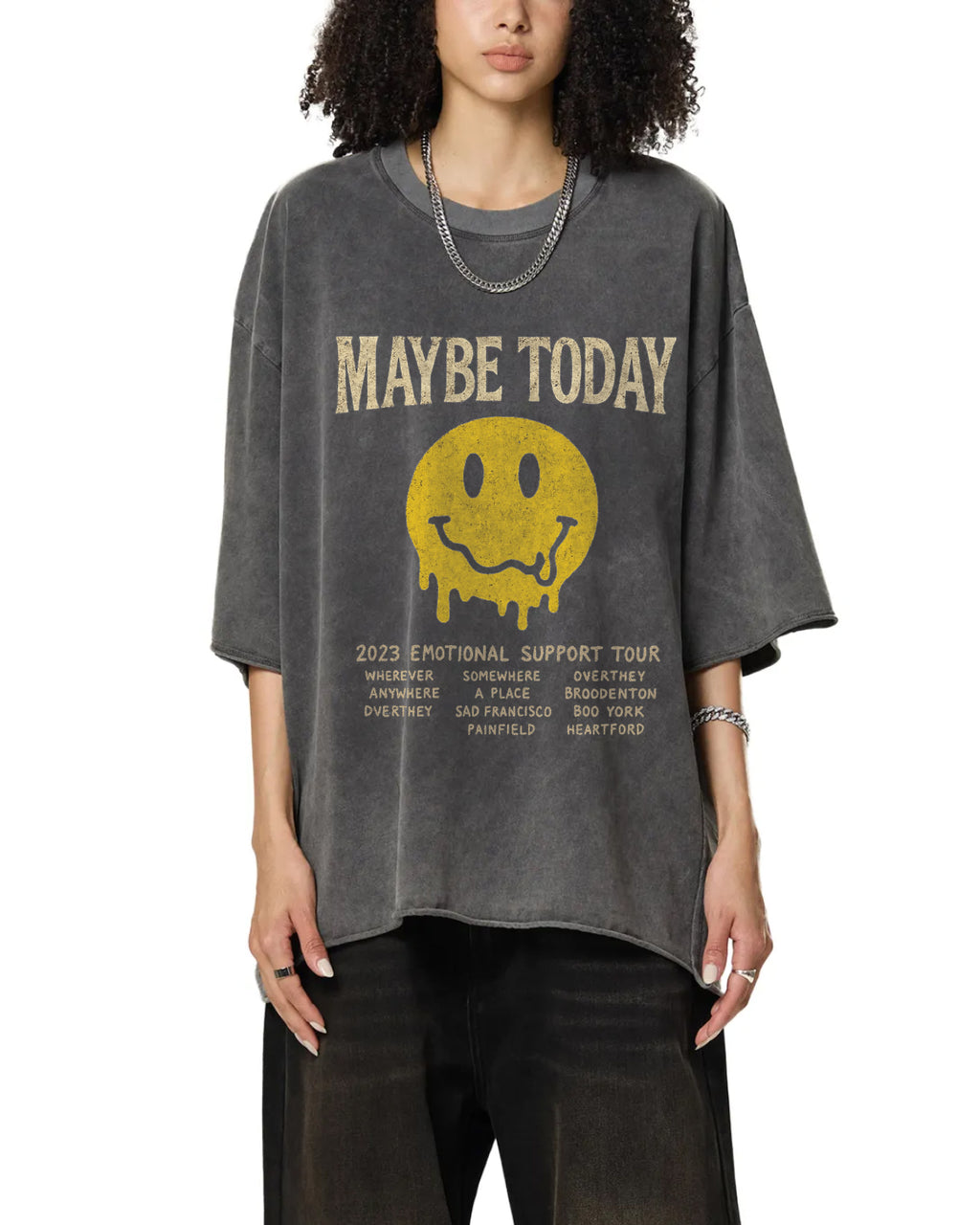 World Tour Raw Edge Snow Washed Boxy Tee