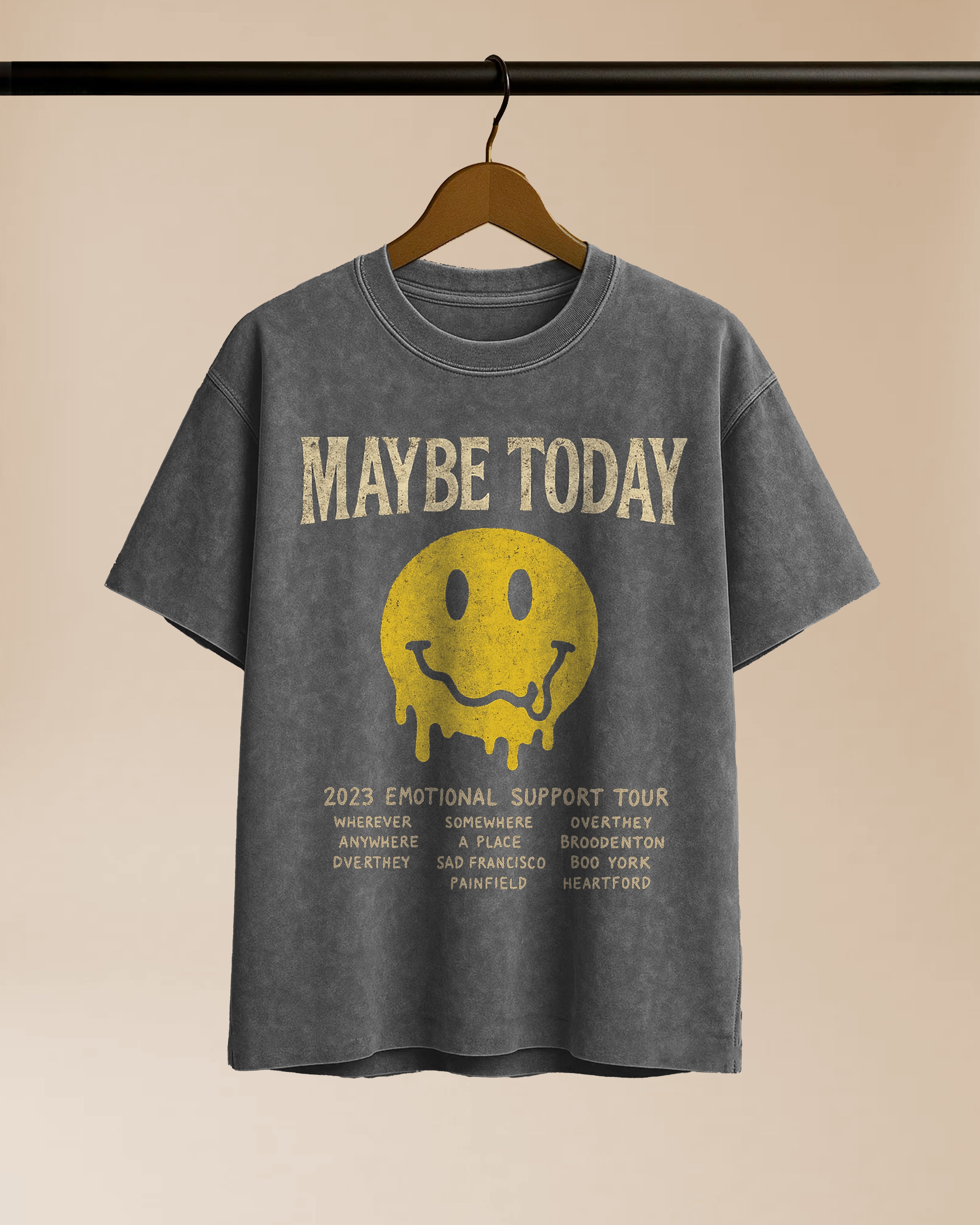 World Tour Raw Edge Snow Washed Boxy Tee