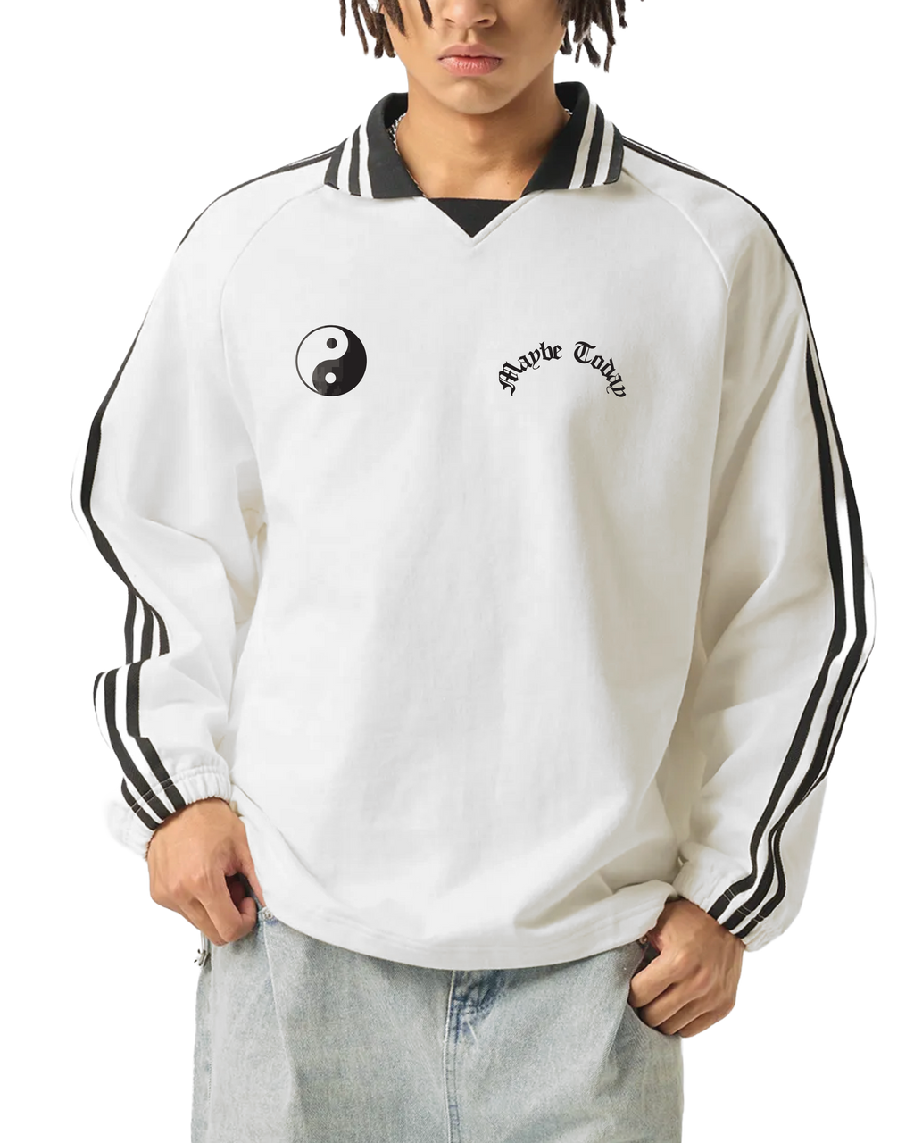 Yin Yang Lapel Collar Sweatshirt Jersey